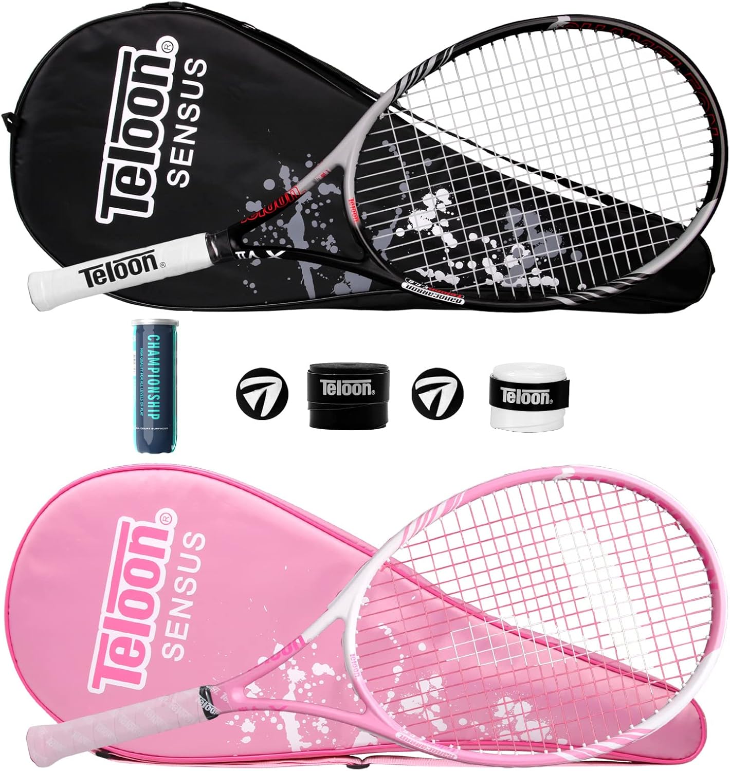 Teloon Raquetas de tenis para adultos, 2 piezas, raqueta de tenis r...