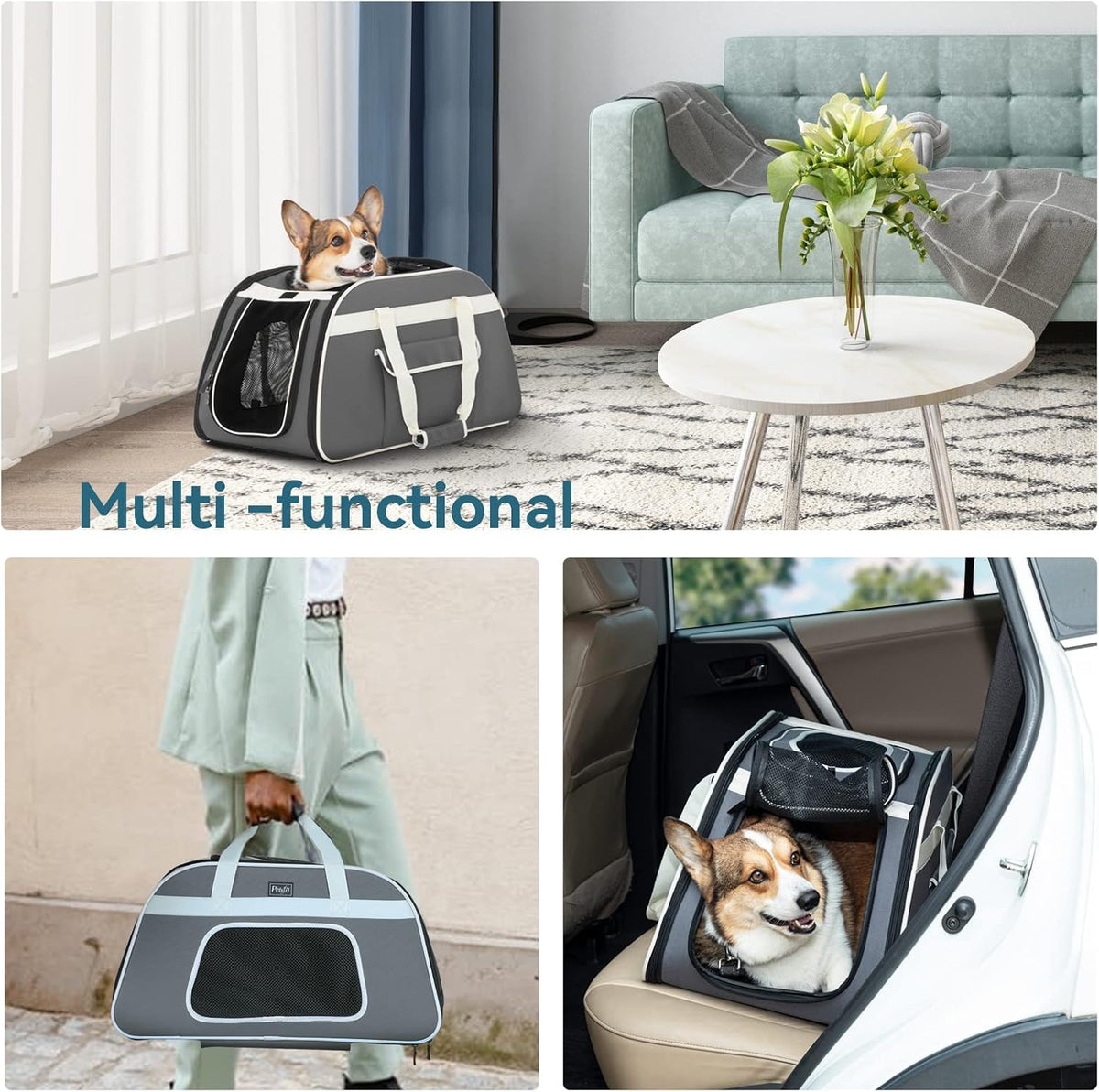 Transportín para animales domésticos Petsfit con ruedas removibles,...