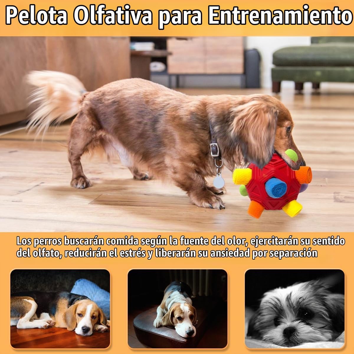 Pelota de olfateo para perros, juguetes interactivos para perros qu...