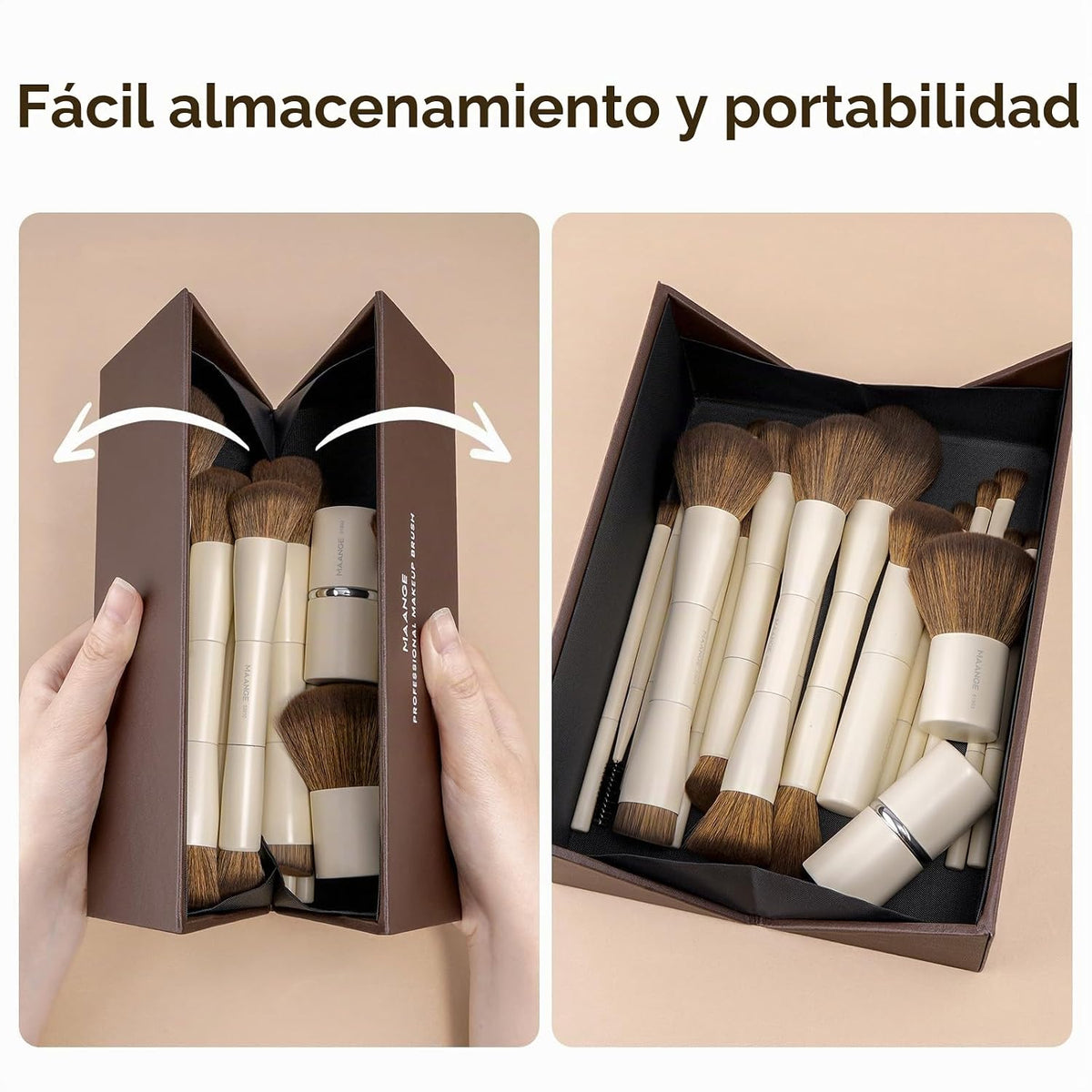 MAANGE 20 brochas de maquillaje con caja de regalo, férulas de alum...