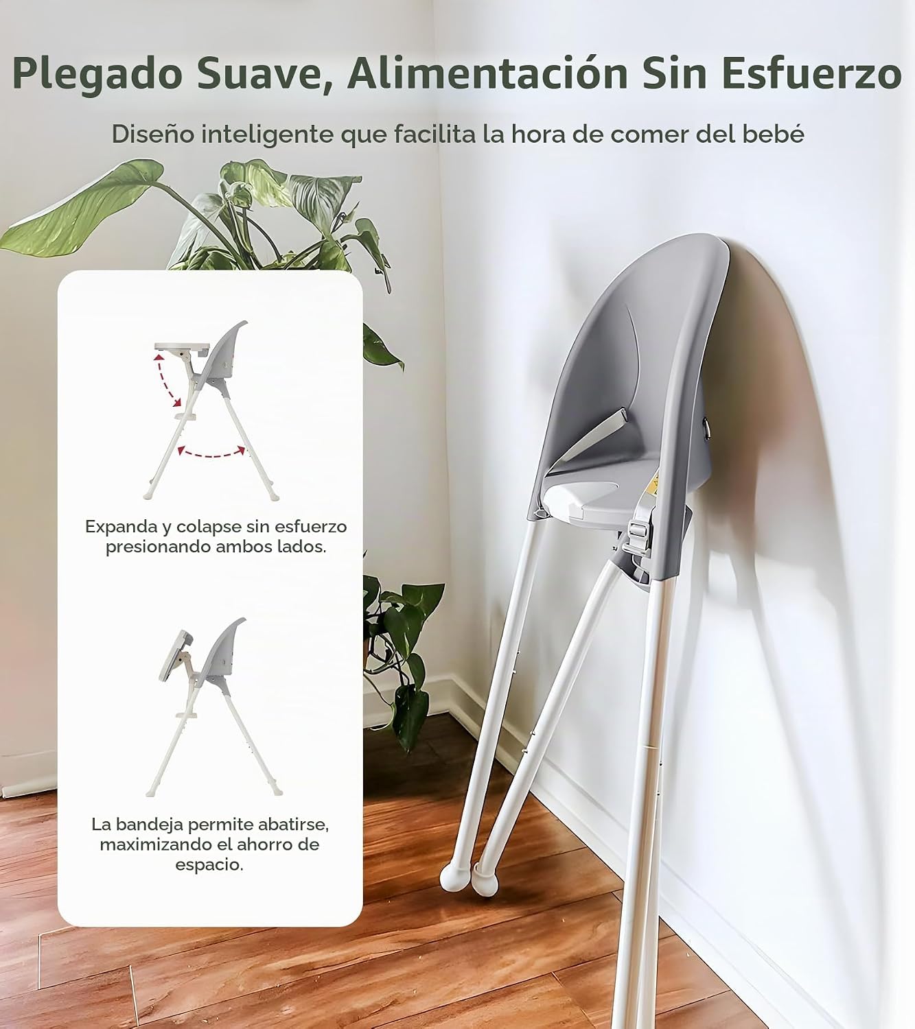 Mallify Silla alta plegable, silla alta portátil para bebé que ahor...