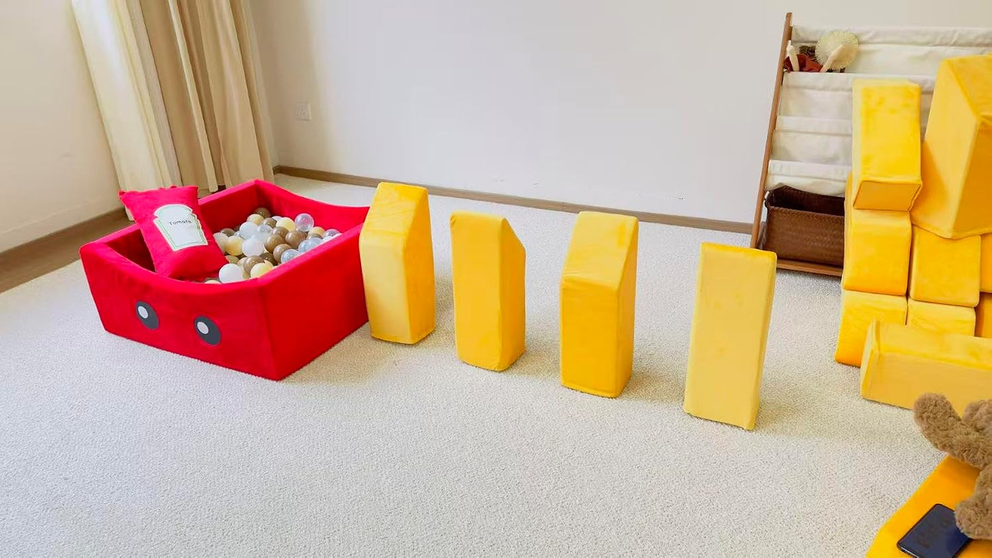 BABAMU Sofá modular para niños, diseño de caja de papas, sofá secci...
