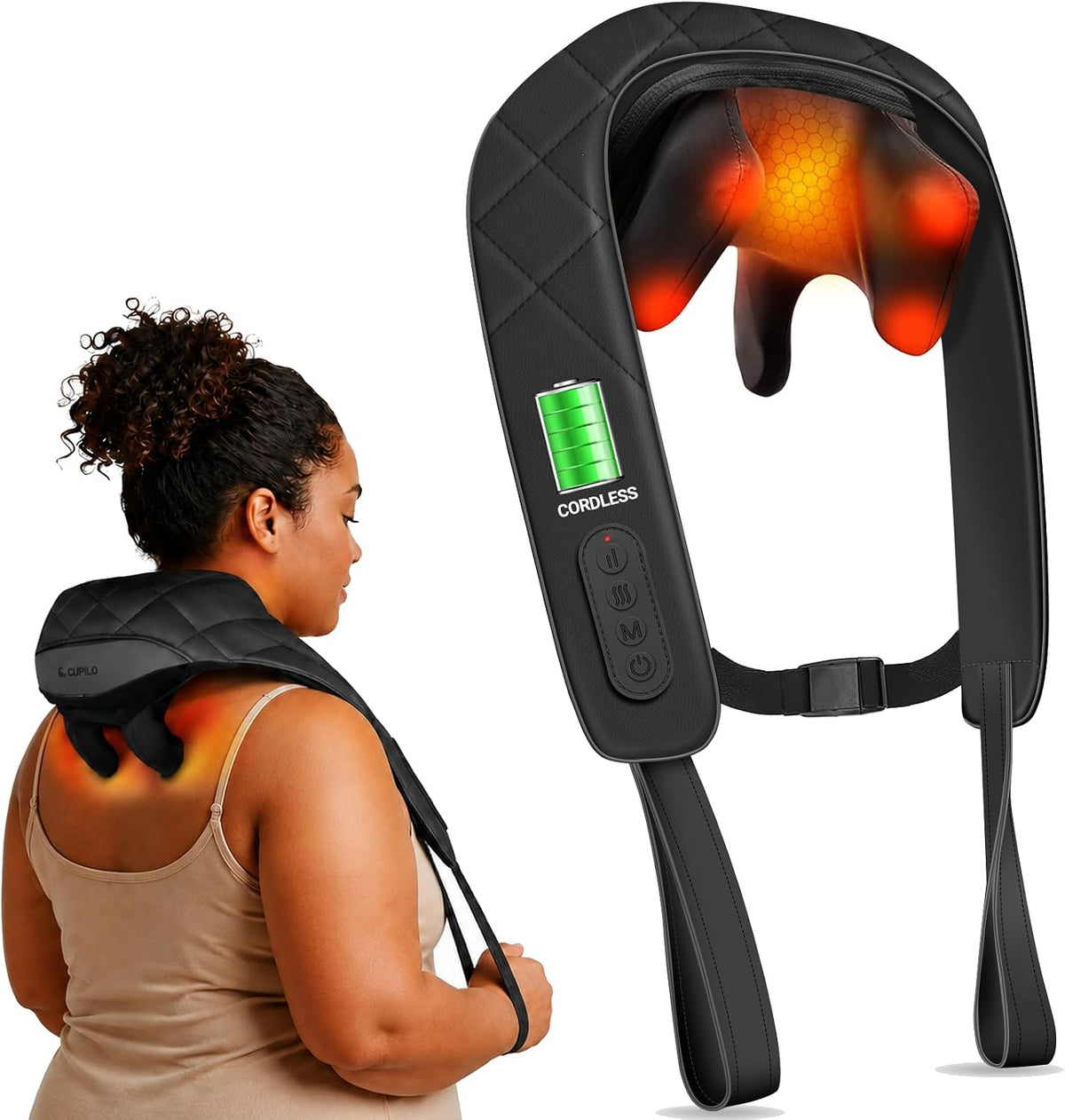 CuPiLo Masajeador de cuello inalámbrico con calor, apto para la FSA...