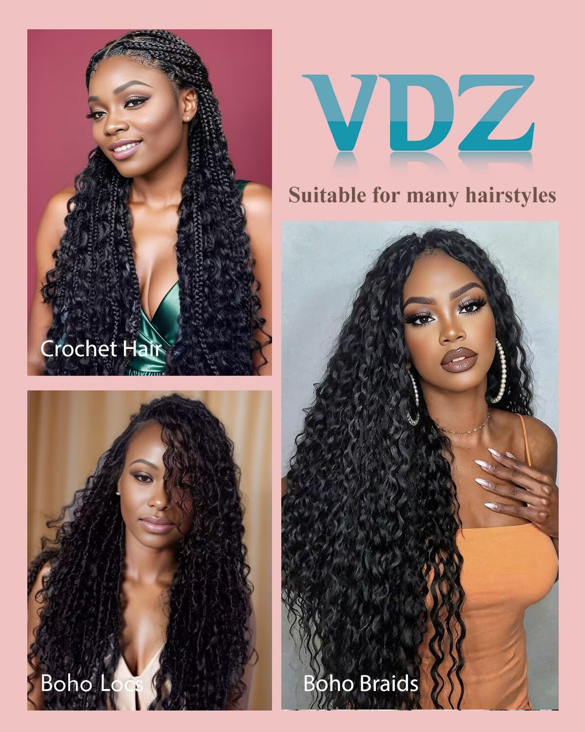 Cabello humano de ganchillo para mujeres negras, extensiones de cab...