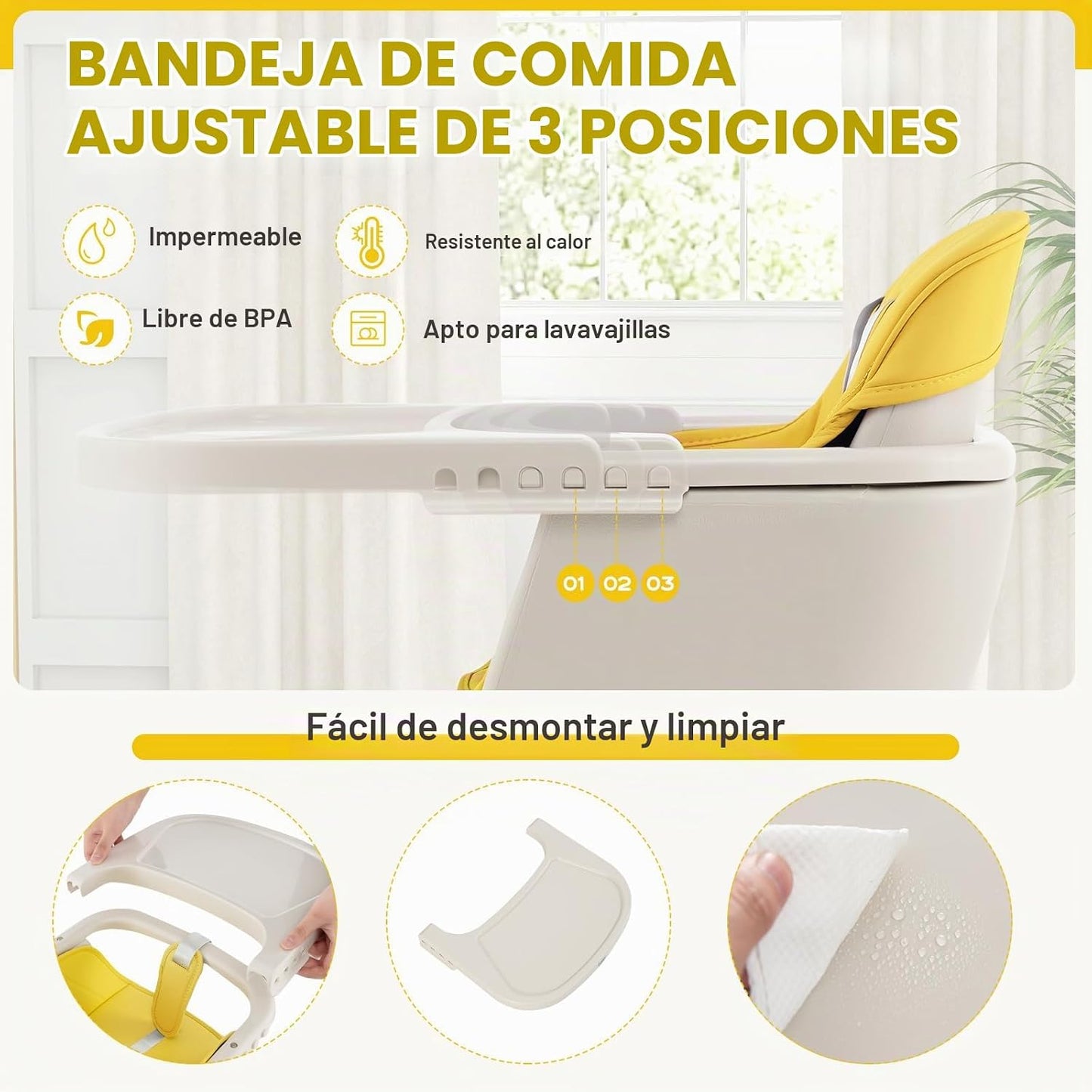 BABY JOY Trona convertible para bebé, 3 en 1, silla alta de madera\...