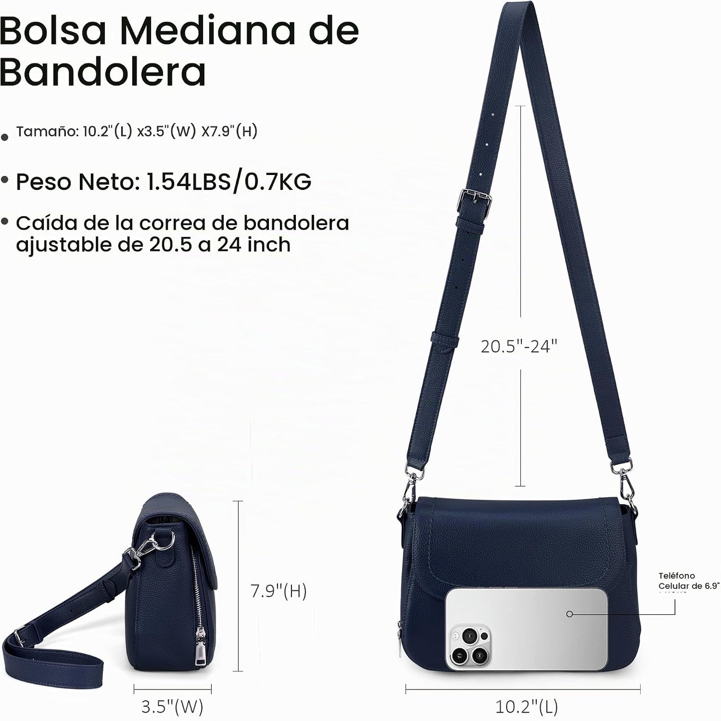 befen Bolsos cruzados de cuero genuino para mujer con cartera RFID...