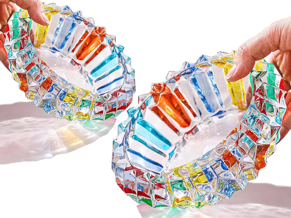 Cenicero colorido de cristal de 7 pulgadas y 5 pulgadas, soporte pa...