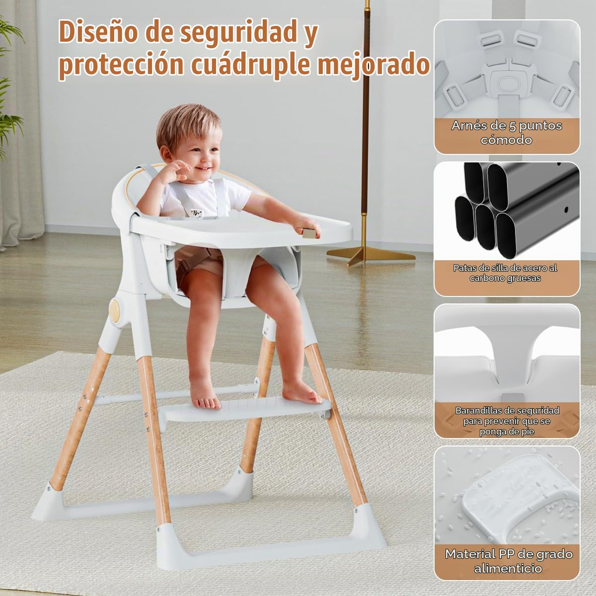 Silla alta para bebé, sillas altas para bebés y niños pequeños, sil...
