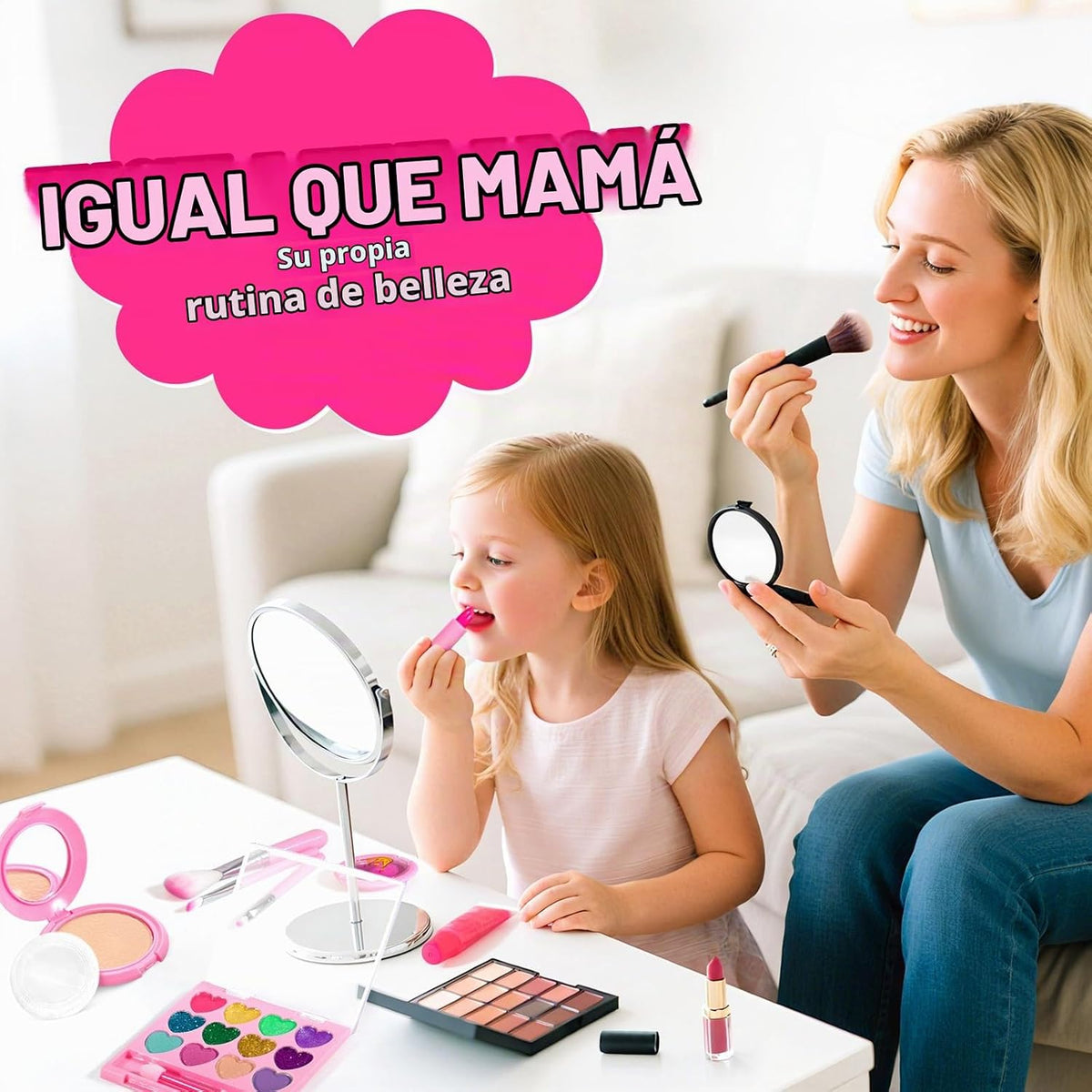 ULOVEME Kit de Maquillaje Real para Niñas con Bolso Esponjoso - Rea...