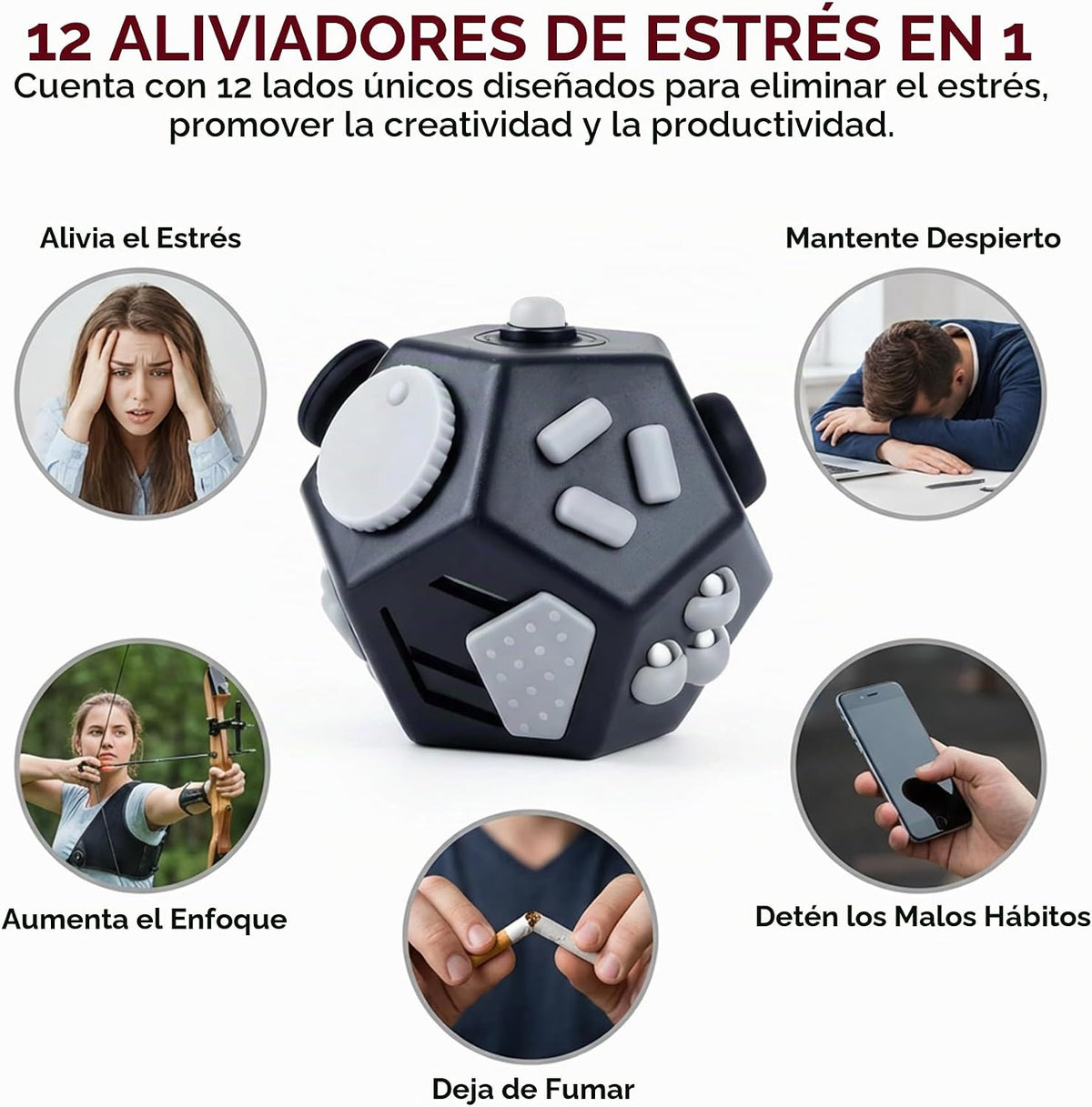 Cubo pequeño de juguetes antiestrés \u2013 Cubo de 12 lados antians...