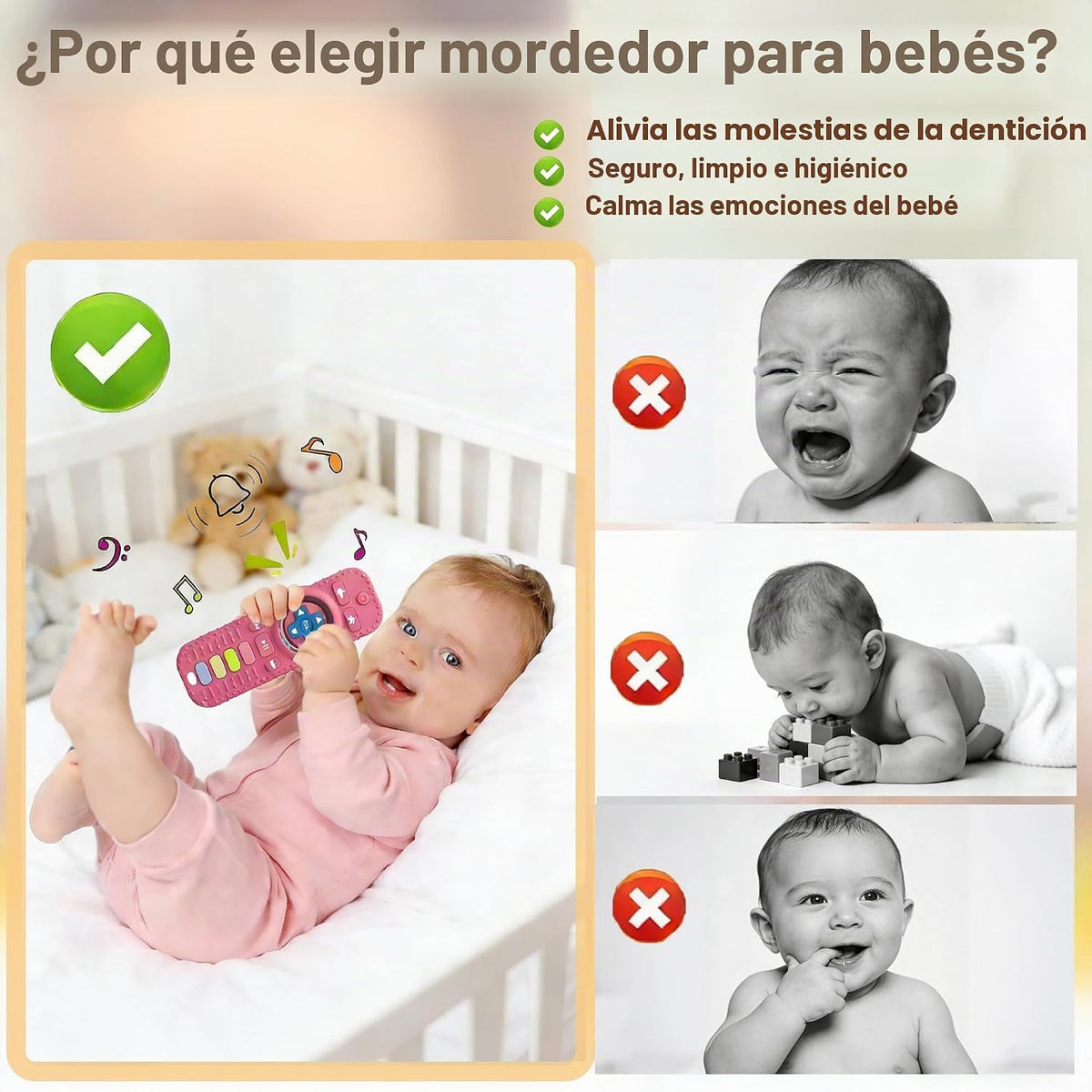 Juguetes de dentición para bebés, control remoto de TV, mordedor, j...