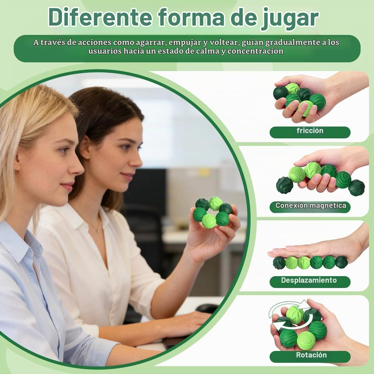 Bolas magnéticas de silicona para adultos y adolescentes, 6 juguete...