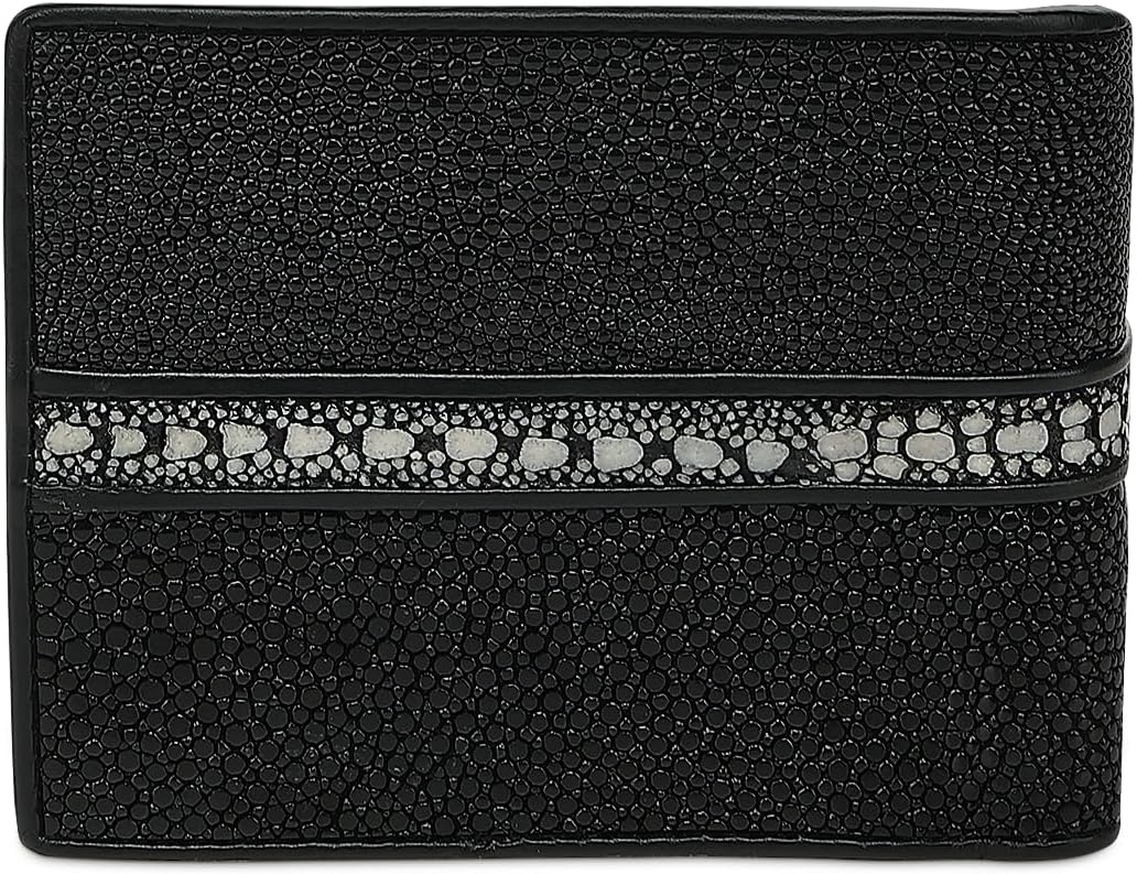 Cuadra Billetera de cuero de rayas negras para hombre con tira de c...