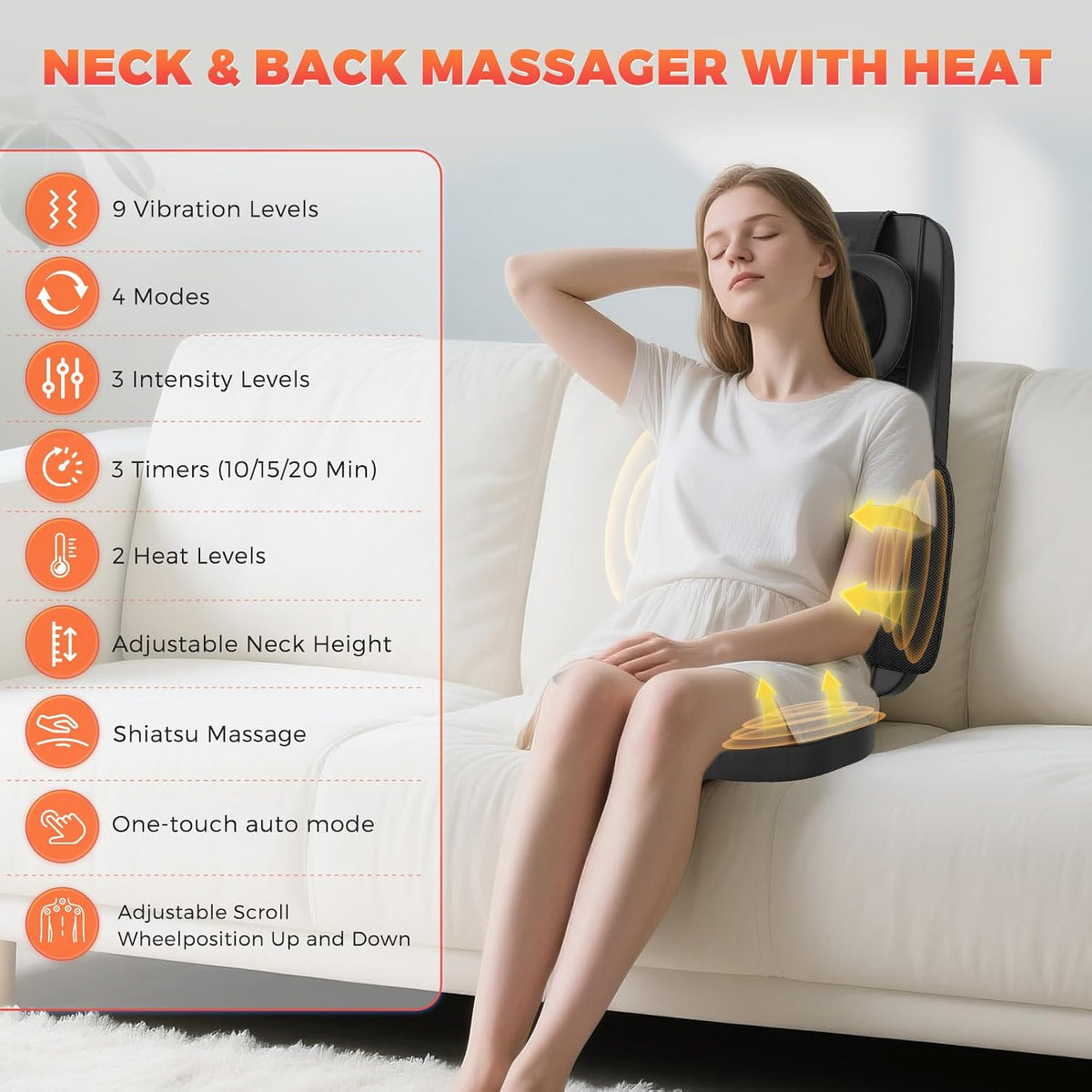 DTKLPQ Shiatsu Masajeador de cuello y espalda para aliviar el dolor...