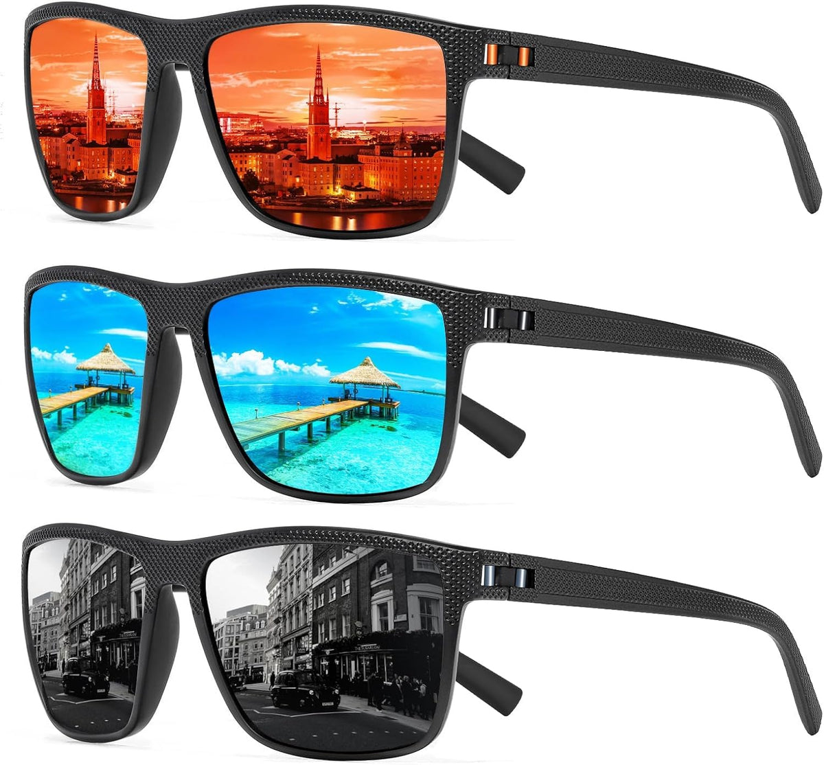 TURBOPEP Gafas de sol polarizadas cuadradas para hombres y mujeres...