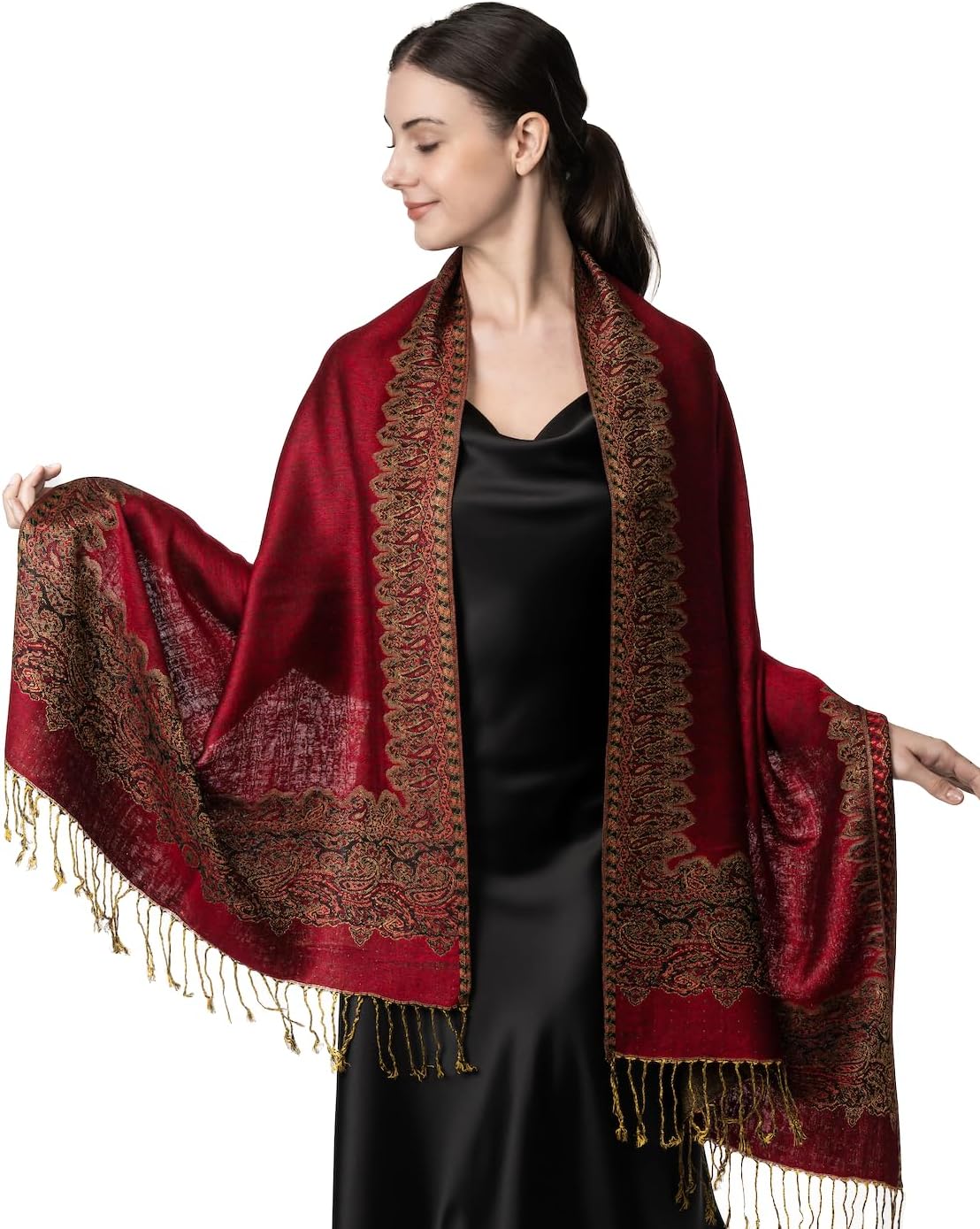 Achillea - Bufanda pashmina de gran estampado paisley para mujer \u...