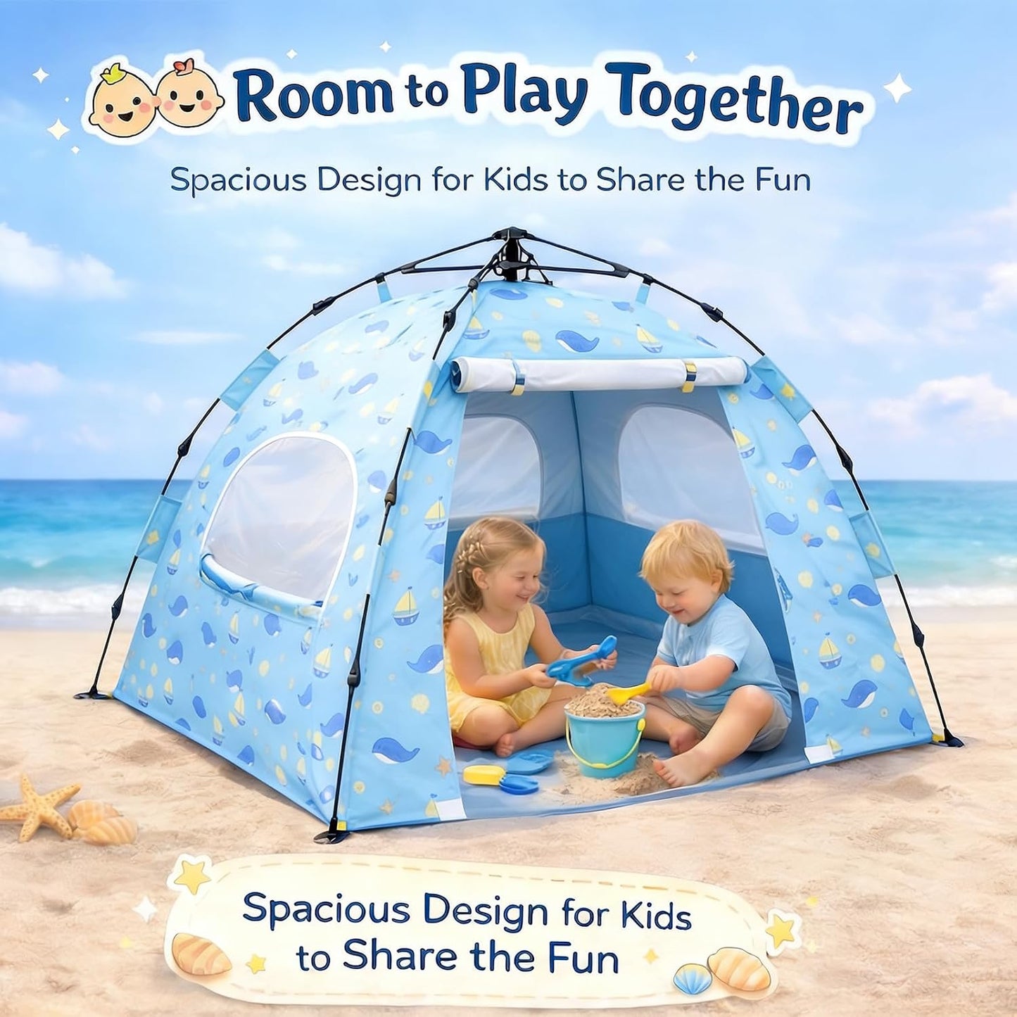 Tienda de campaña de playa para bebés con protección UV UPF 50+, in...
