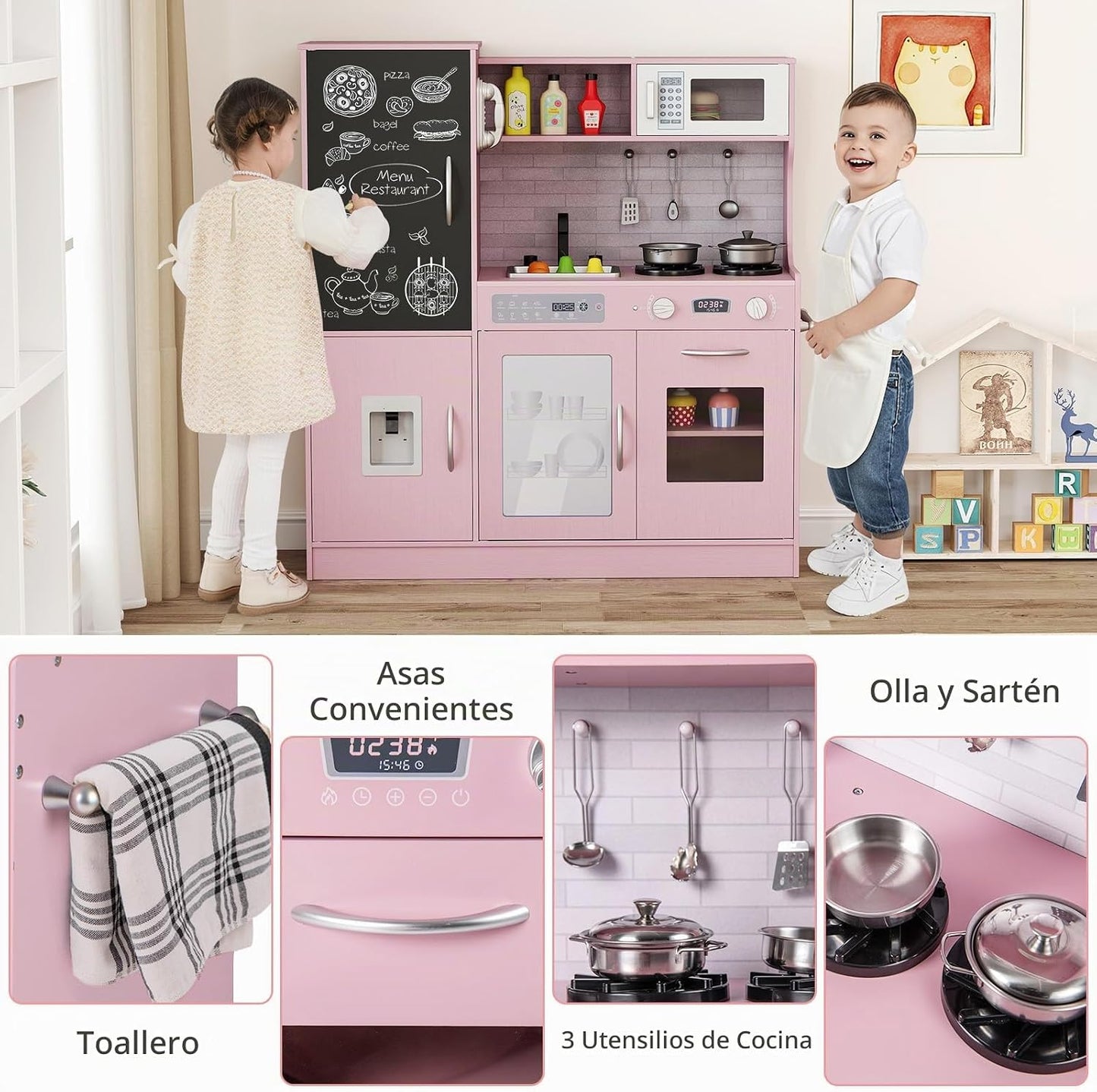 Costzon Juego de cocina para niños, gran juego de juguetes de cocin...