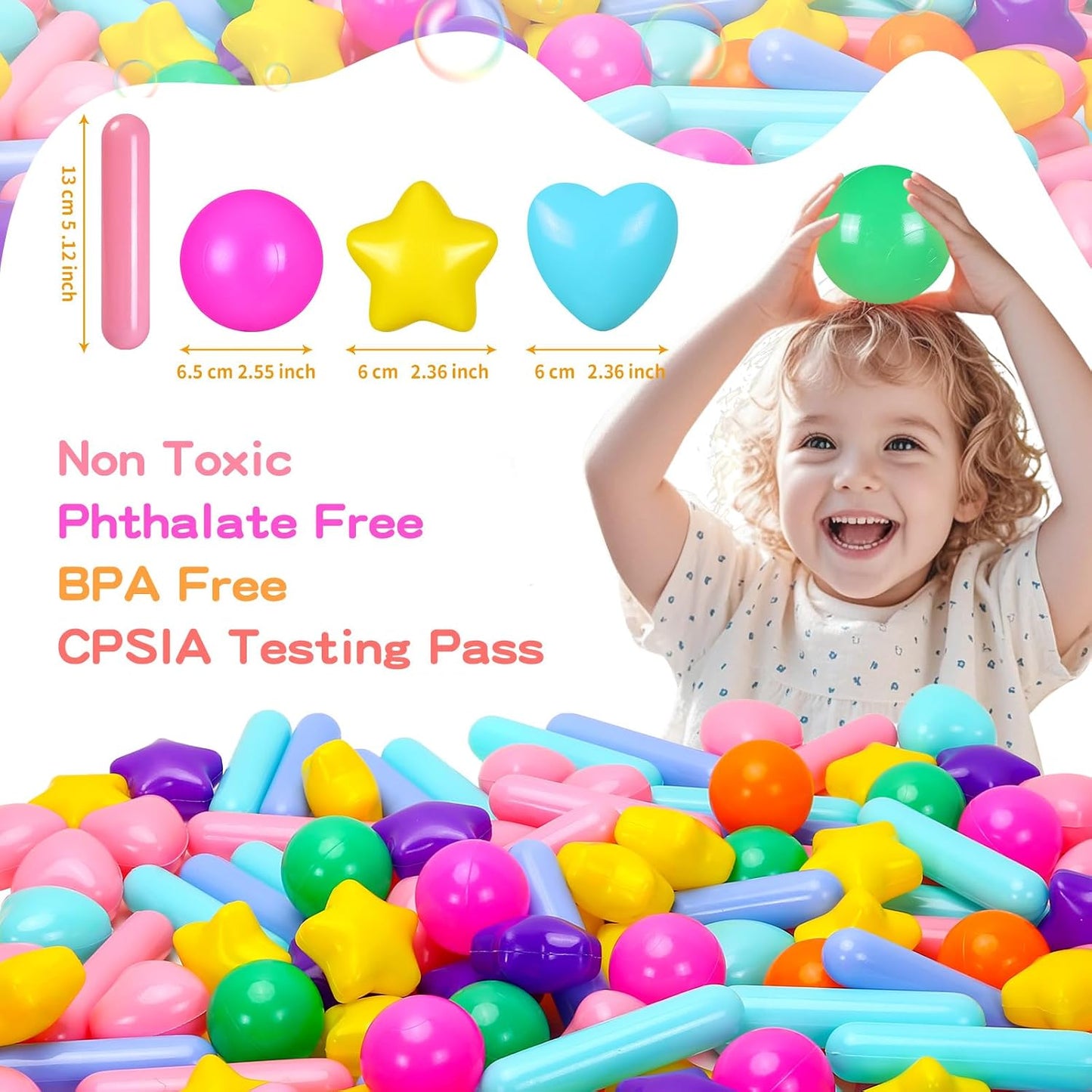 Heopeis Pelotas para Piscina de Pelotas con Formas de Estrellas, Co...
