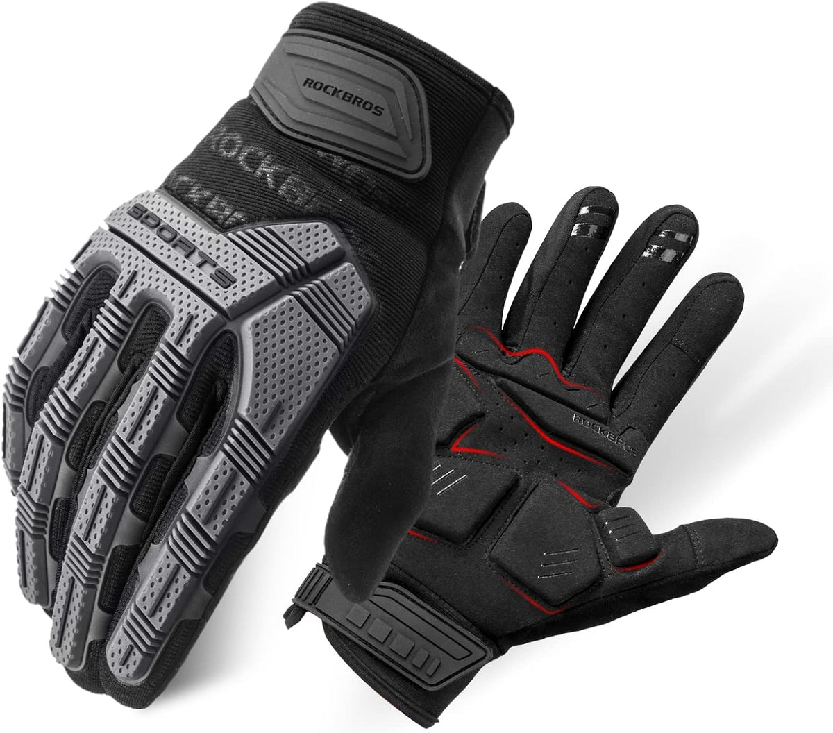 Rockbros - Guantes de bicicleta de montaña con almohadilla de gel d...