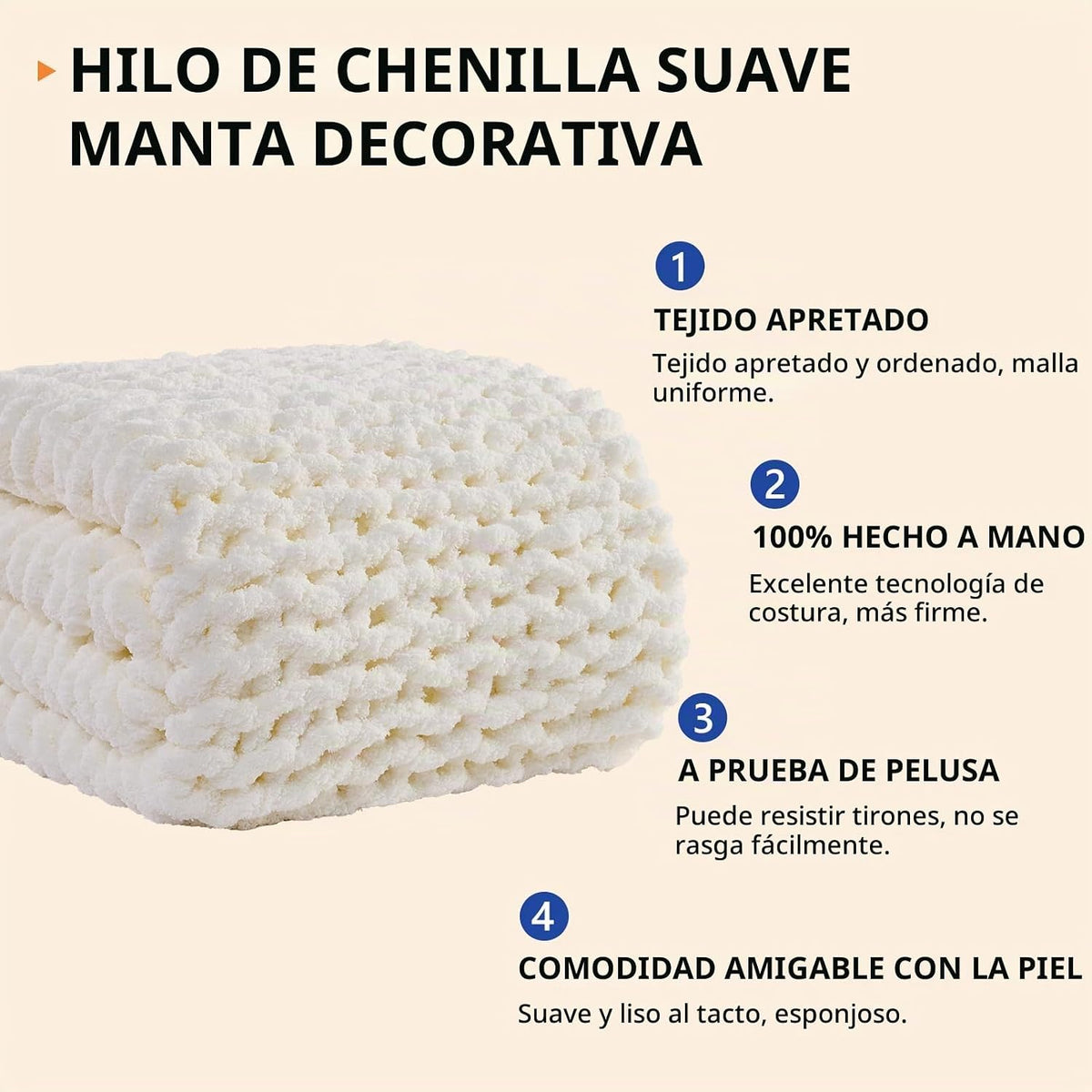 L'AGRATY - Manta de punto grueso Manta de chenilla suave de 60...