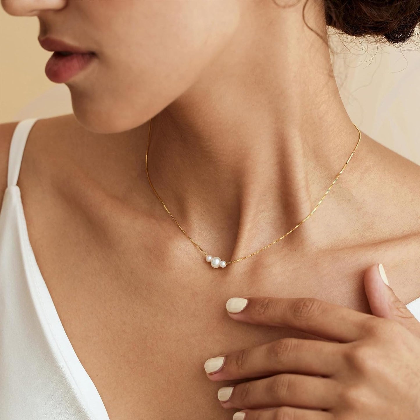 Decholly - Collares de perlas doradas para mujer, a la moda. Collar...