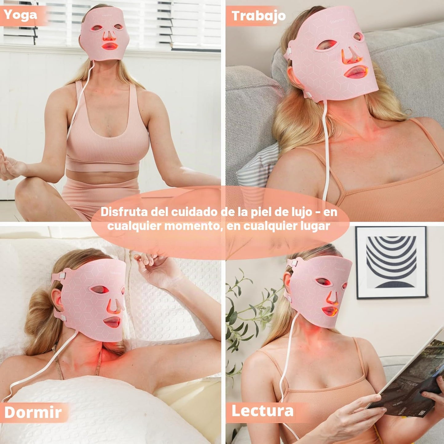 Soeumoir Máscara de terapia de luz roja para cara, terapia de luz L...