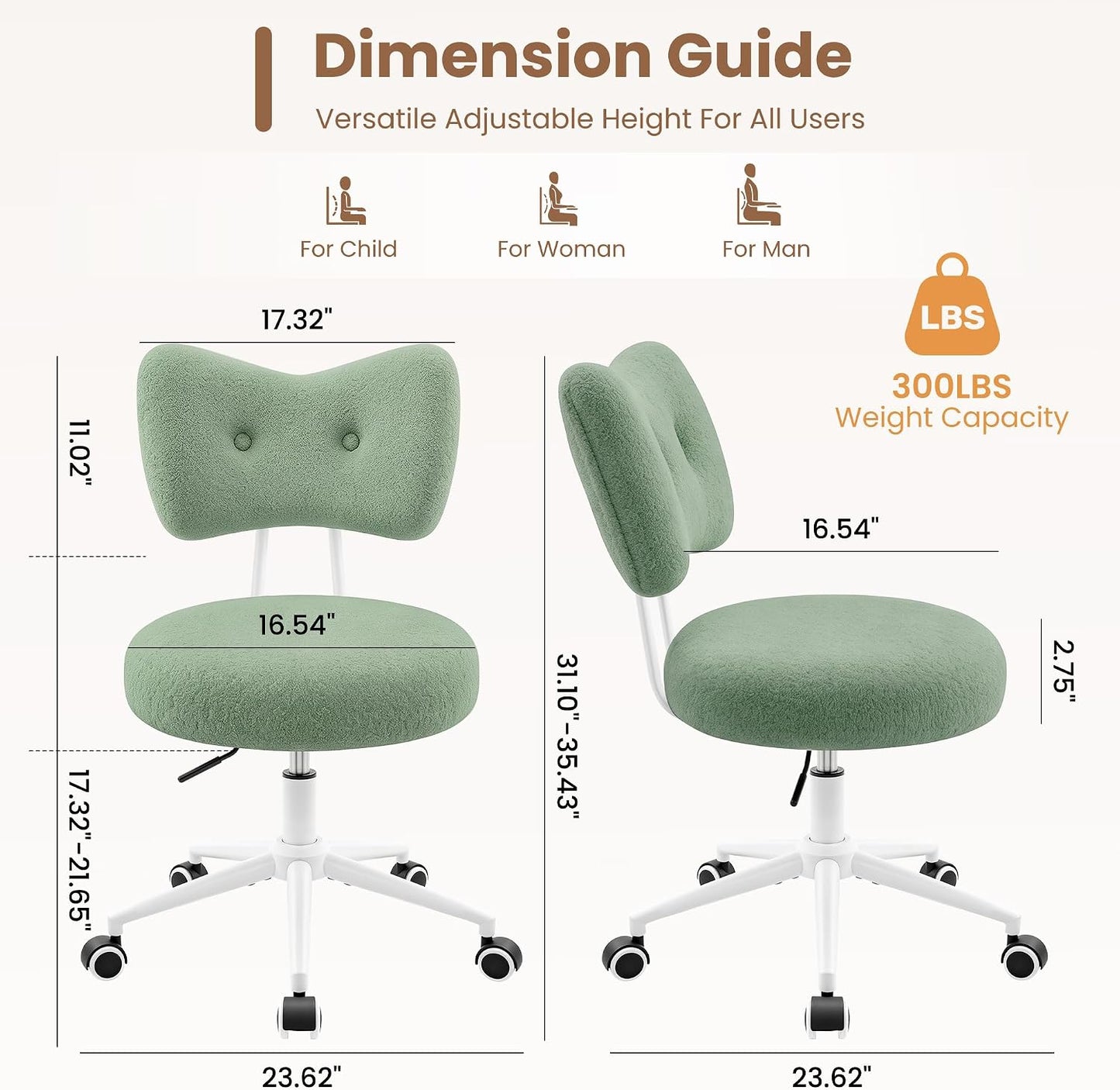Silla de tocador pequeña con ruedas, cómoda silla de escritorio con...