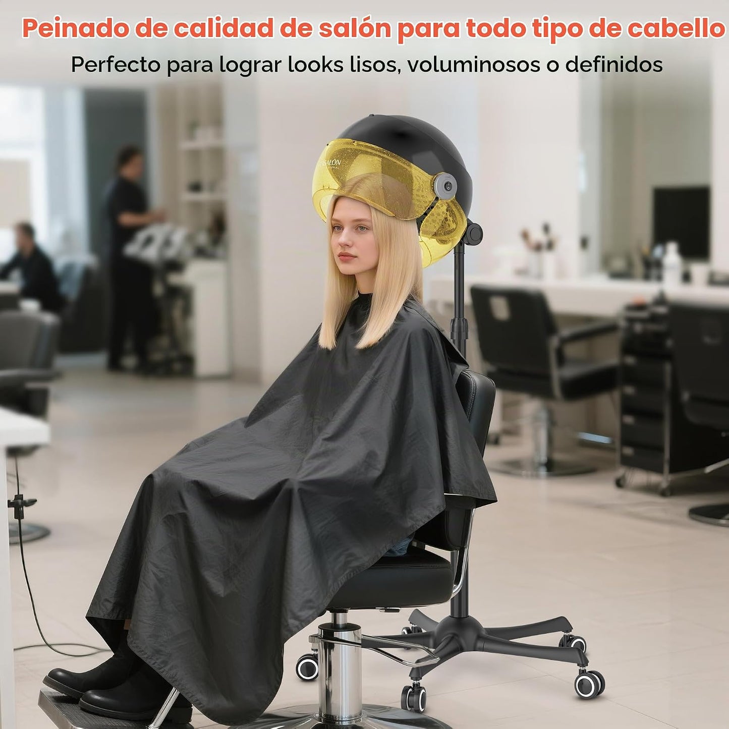 TASALON Secador de pelo portátil dorado con capucha para el hogar,...