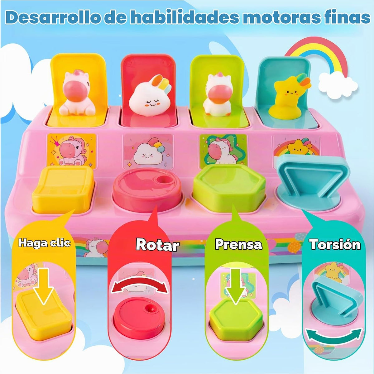 Tovol Zerky Montessori Pop Up Causa &amp; Effect Juguete para niños...