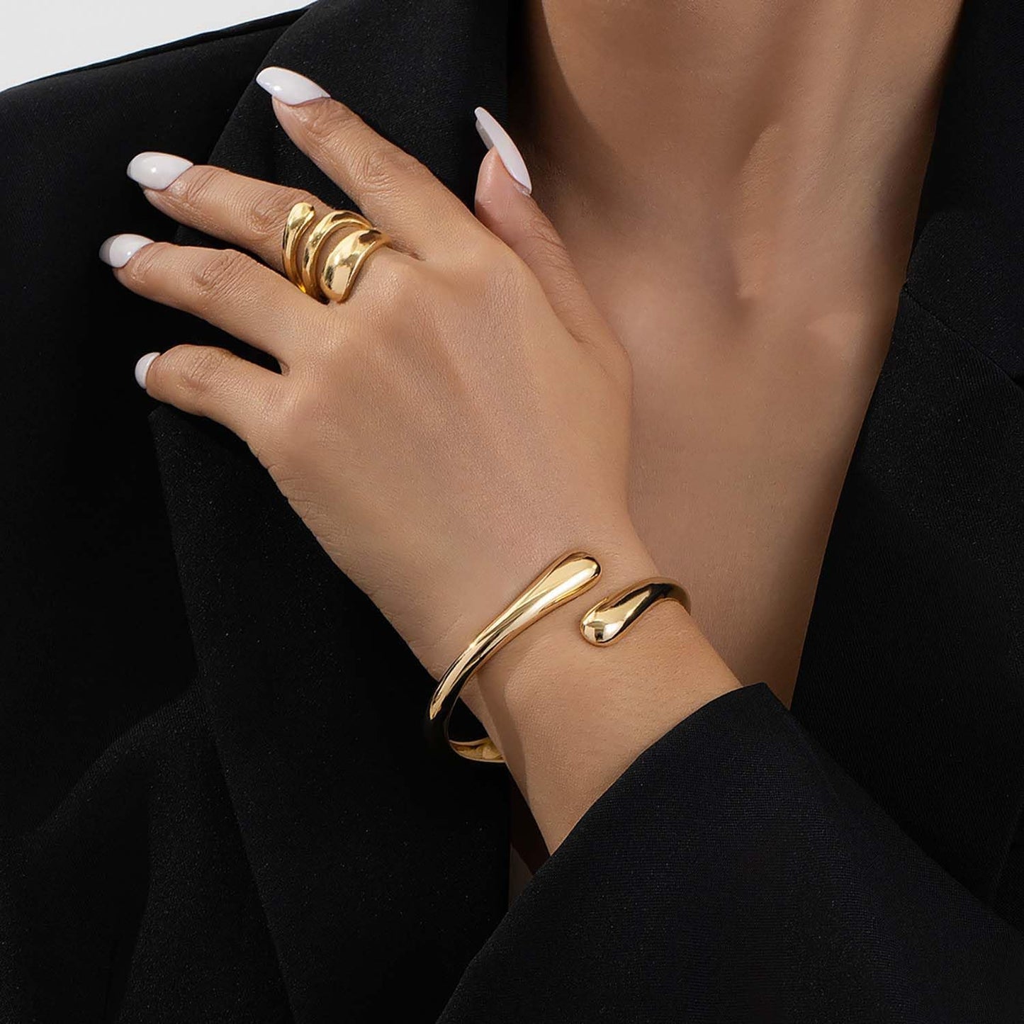 MTINAPS Brazalete de oro para mujeres y adolescentes, pulsera de mo...