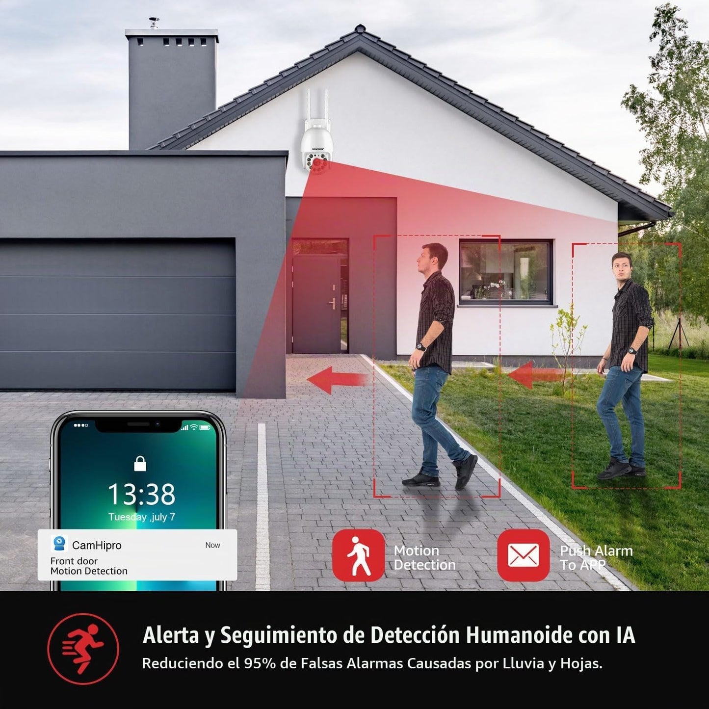 BOAVISION 2K Cámara de seguridad para exteriores, 2 paquetes de cám...
