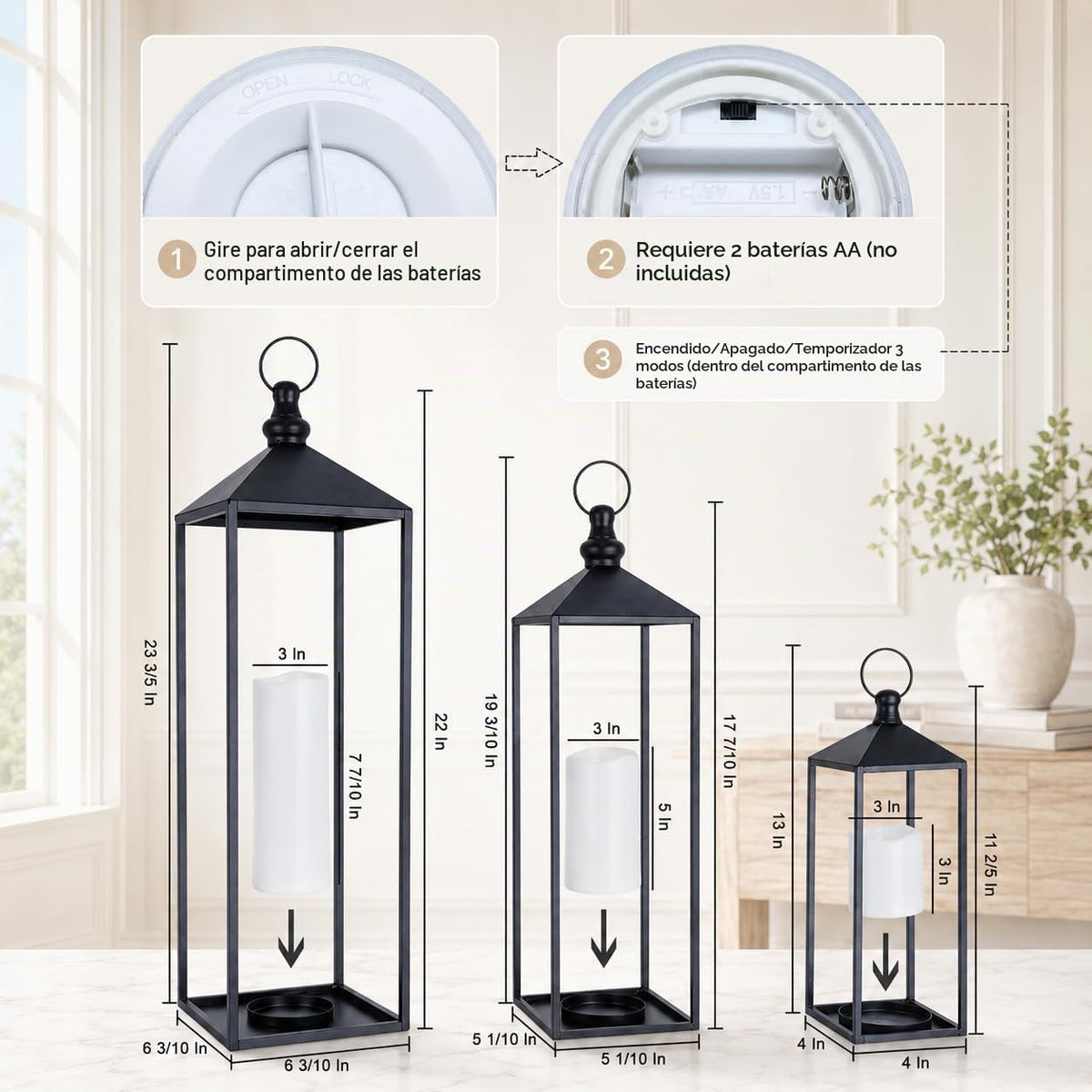 DECORKEY Faroles LED decorativos para exteriores e interiores, 23 p...