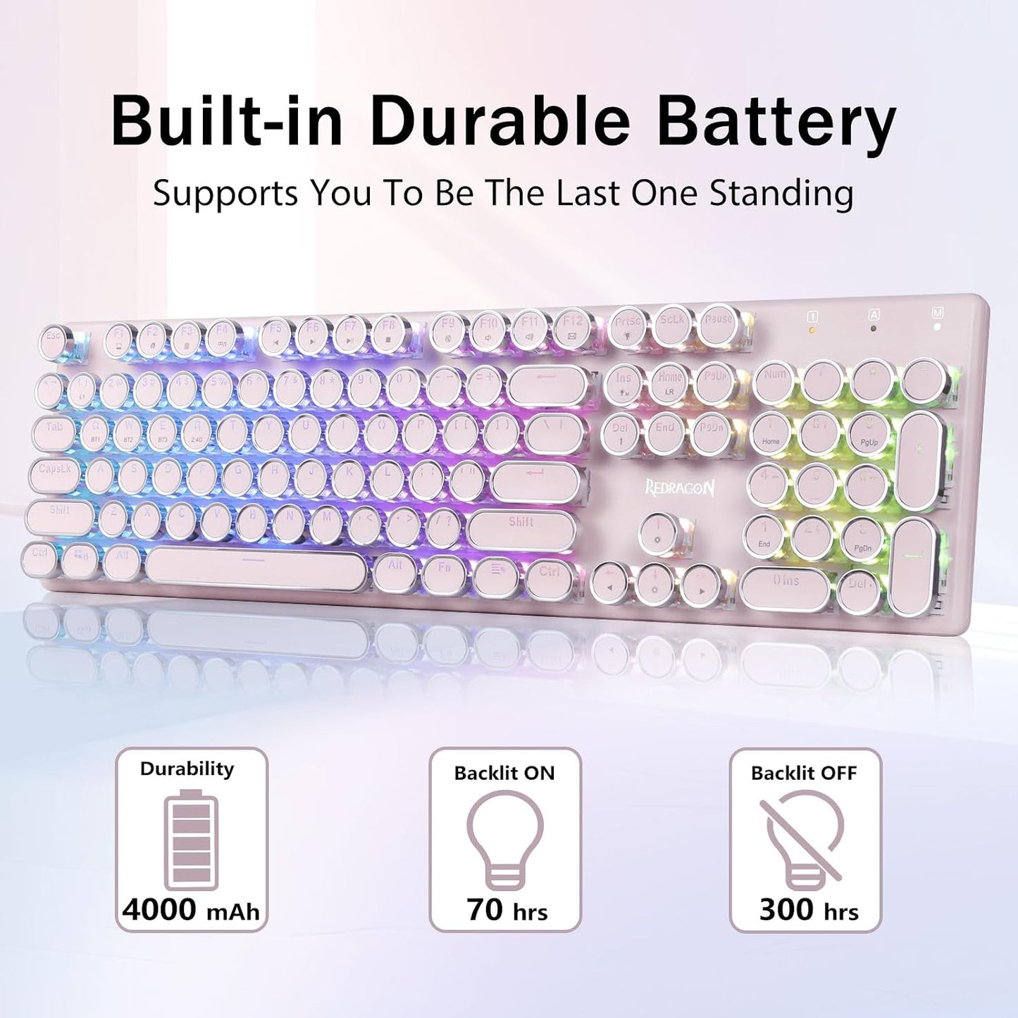 Redragon K710 Teclado Mecánico Inalámbrico Tipo Máquina de Escribir...
