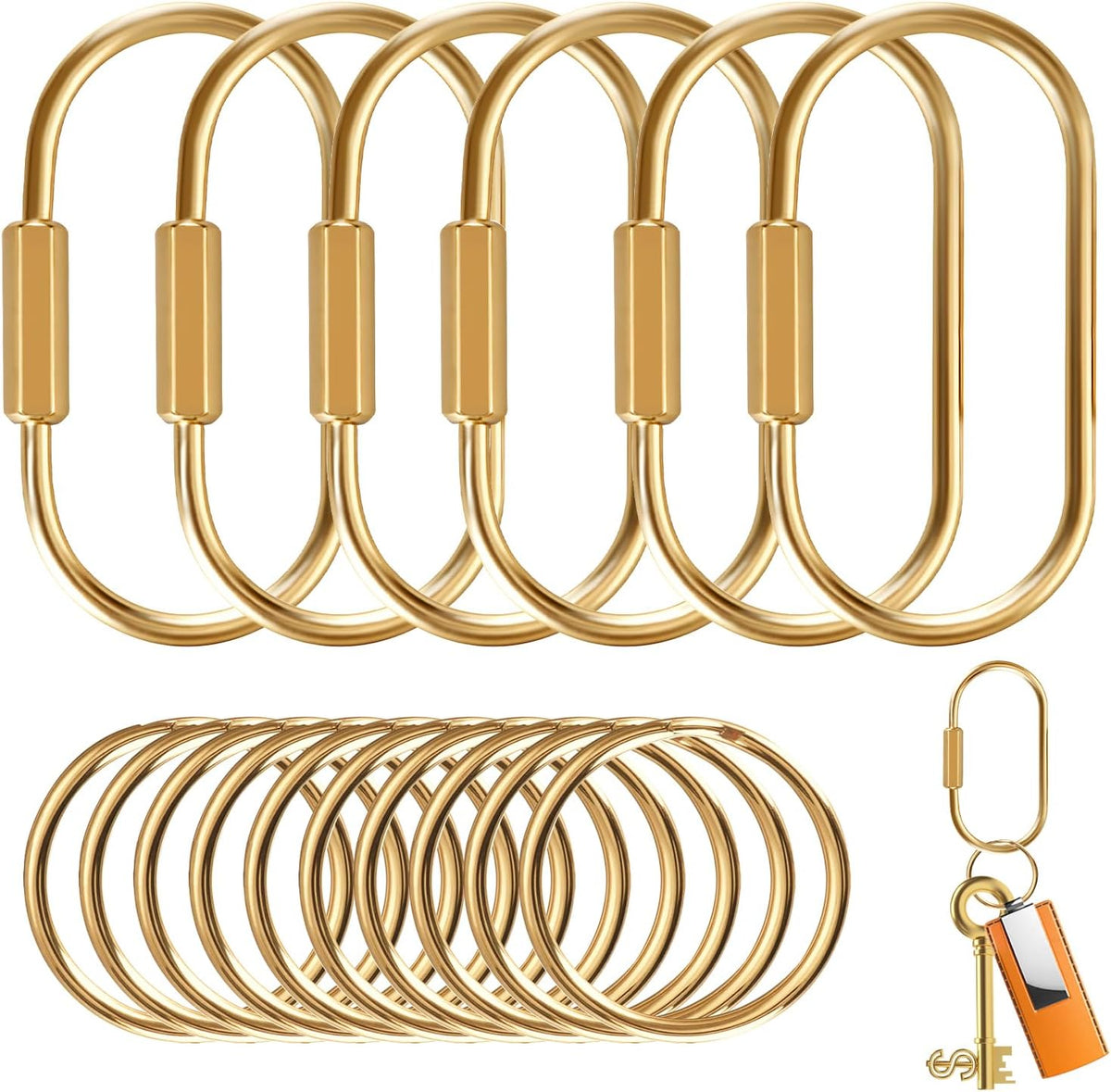 Muitcdo Anillos de Llavero de Latón a Granel, Organizador de Llaver...