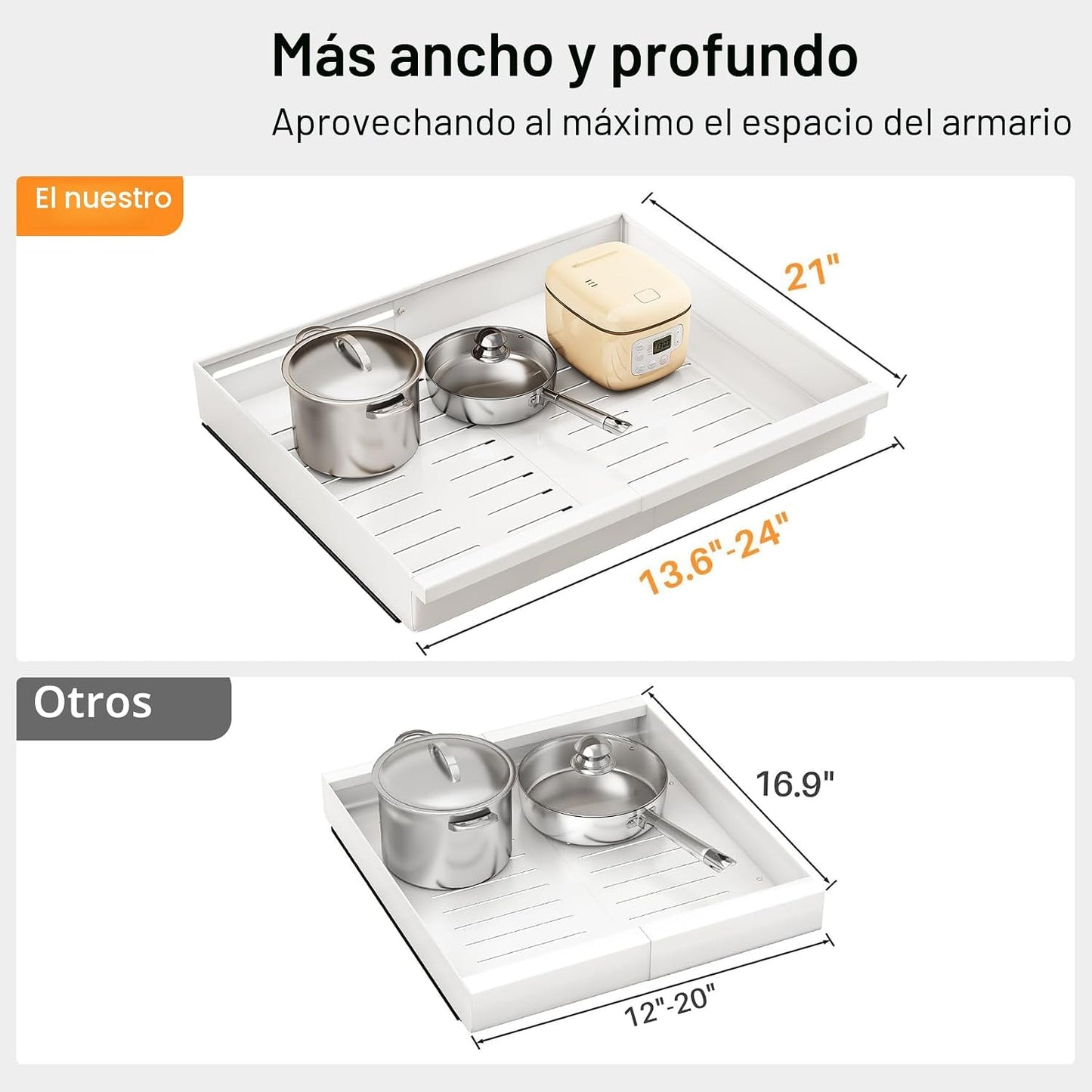 Organizador de gabinete extraíble, 1 paquete expandible (13.6"-...