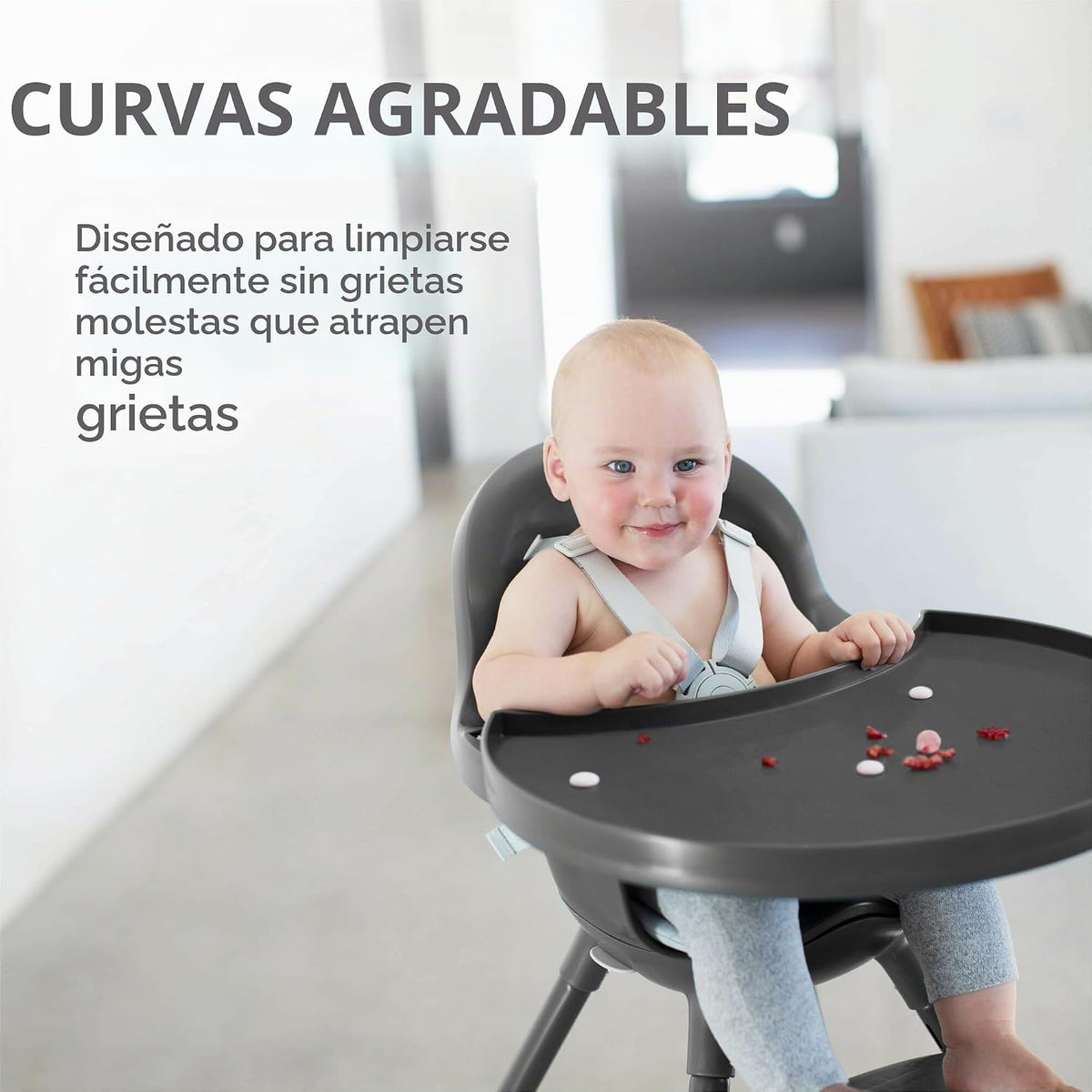 Boon GRUB Silla alta ajustable para bebé, silla alta convertible y...