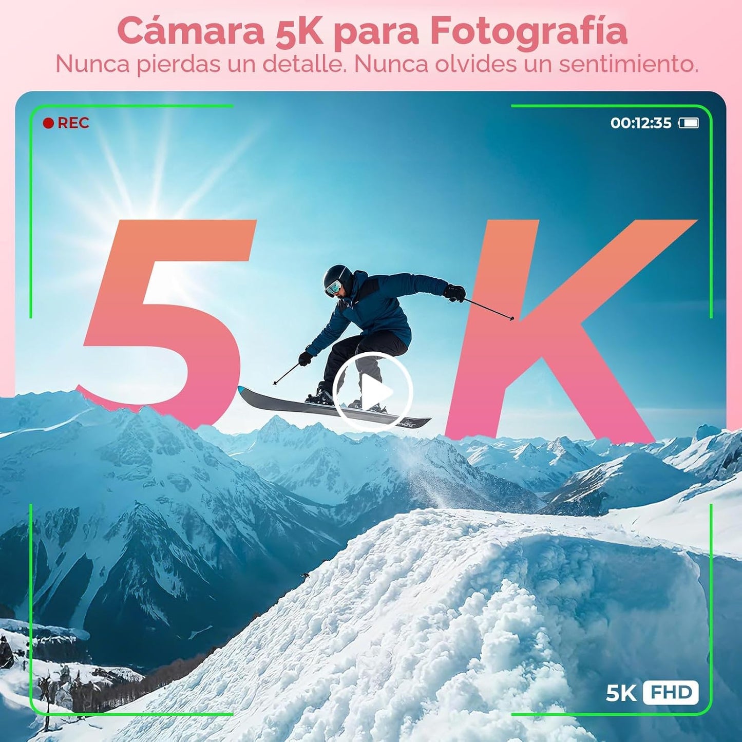 Cámara digital 5K para fotografía, cámara de vlogging WiFi UHD de 7...