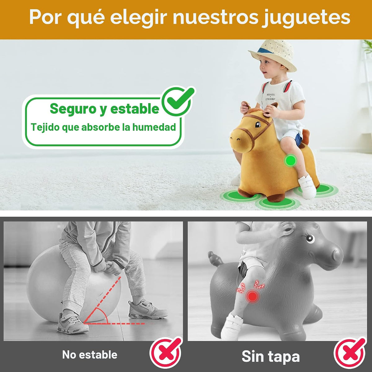 Caballo saltarín iPlay, iLearn, caballo de juguete de felpa cubiert...