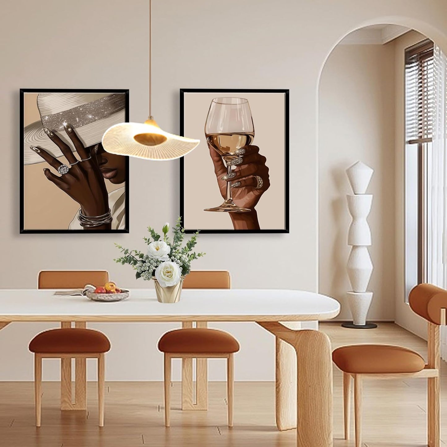 2 piezas enmarcadas de arte de pared de chica negra, decoración de...