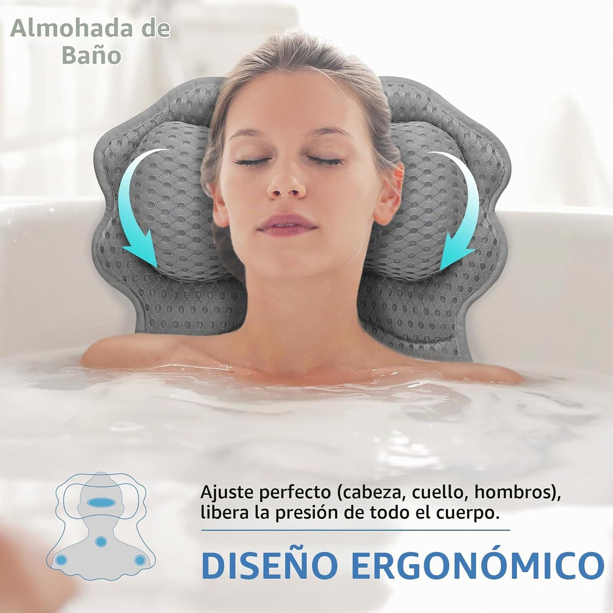 Almohada de baño SetSail, almohadas relajantes para el cuello y la...