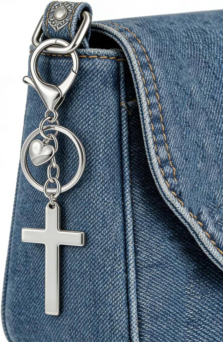 Rikhiua Llavero de cruz con corazón, regalo religioso cristiano de...