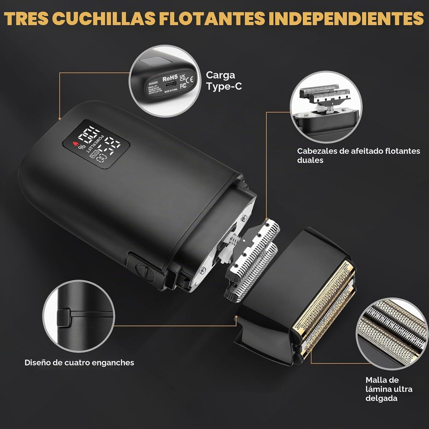 QREEYX Cortadora de pelo profesional para hombres, 3 en 1, cortador...