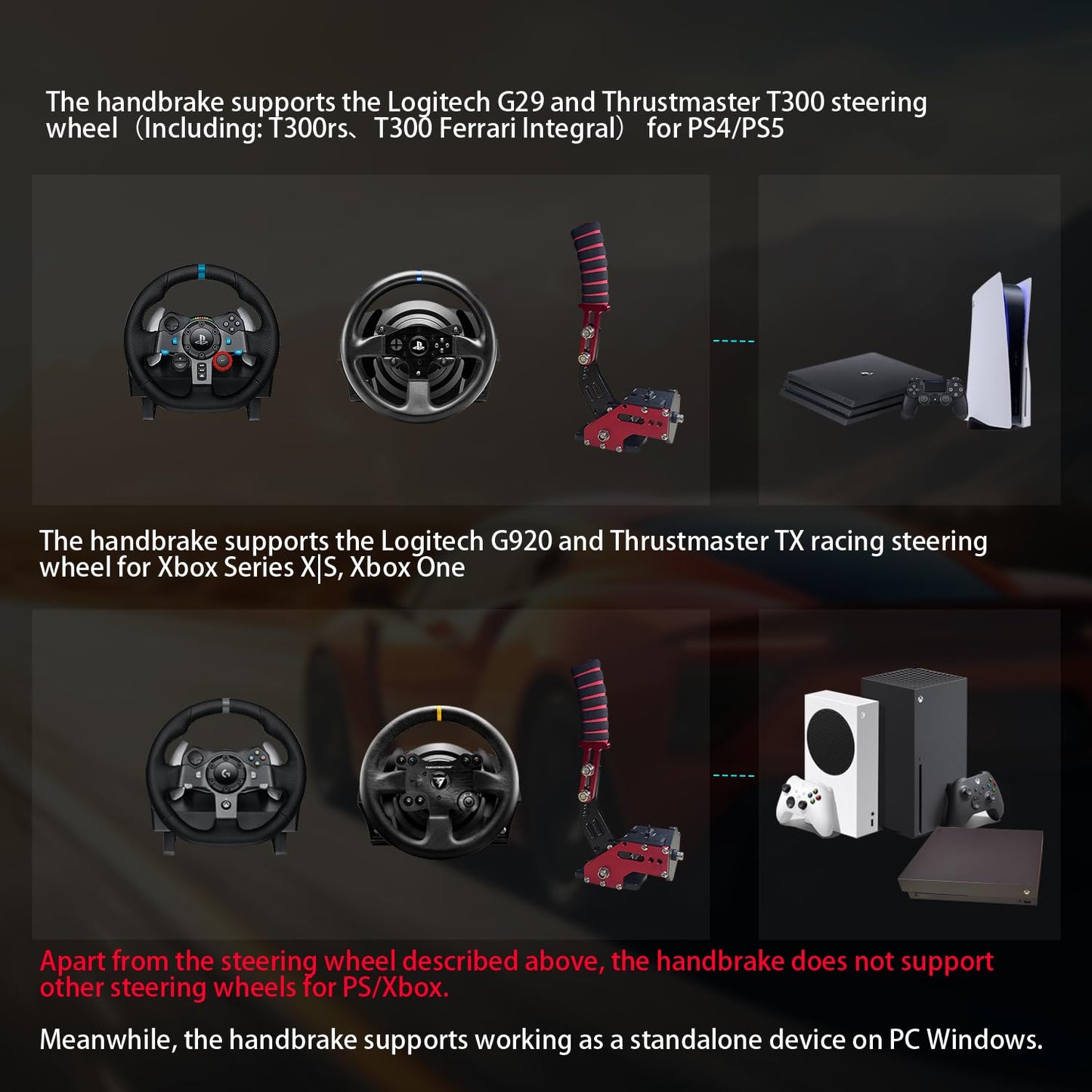 HCXLELD Freno de mano Sim Racing, volante de carreras G29 T300 para...