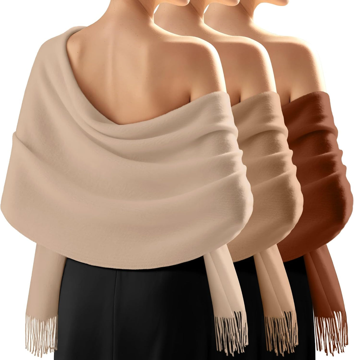 Oakgarden Paquete de 3 bufandas de invierno para mujer, bufandas cá...