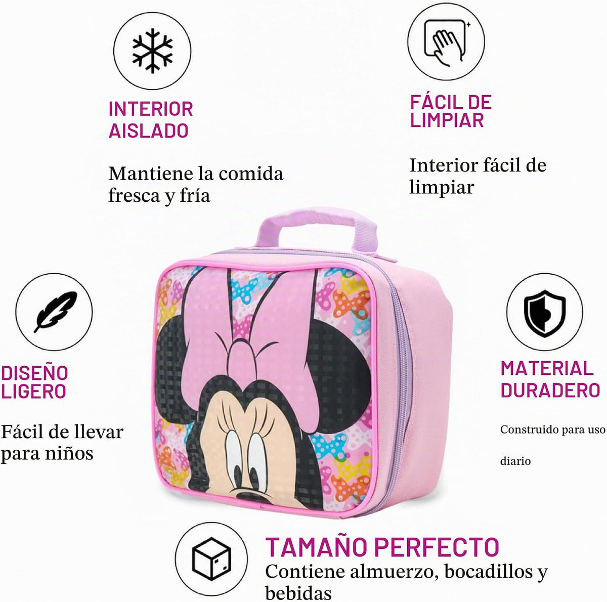 Fast Forward Minnie Mouse - Bolsa de almuerzo aislada para niños pa...
