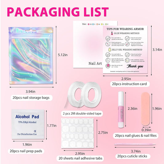 ESUOHYM 20 juegos de bolsas de embalaje de uñas para suministros de...