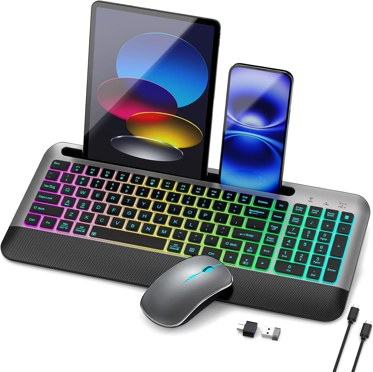 JOYACCESS Silent - Juego de mouse y teclado inalámbrico con retroil...