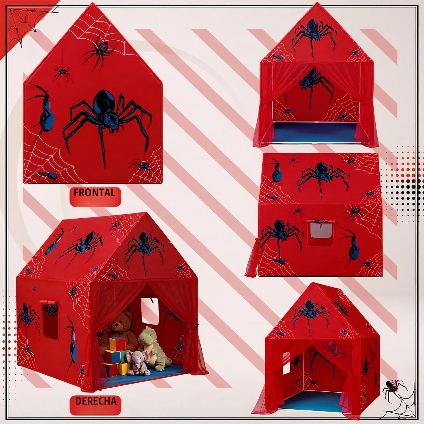 Yoojahow Tienda de campaña con temática de araña, casa de juegos de...