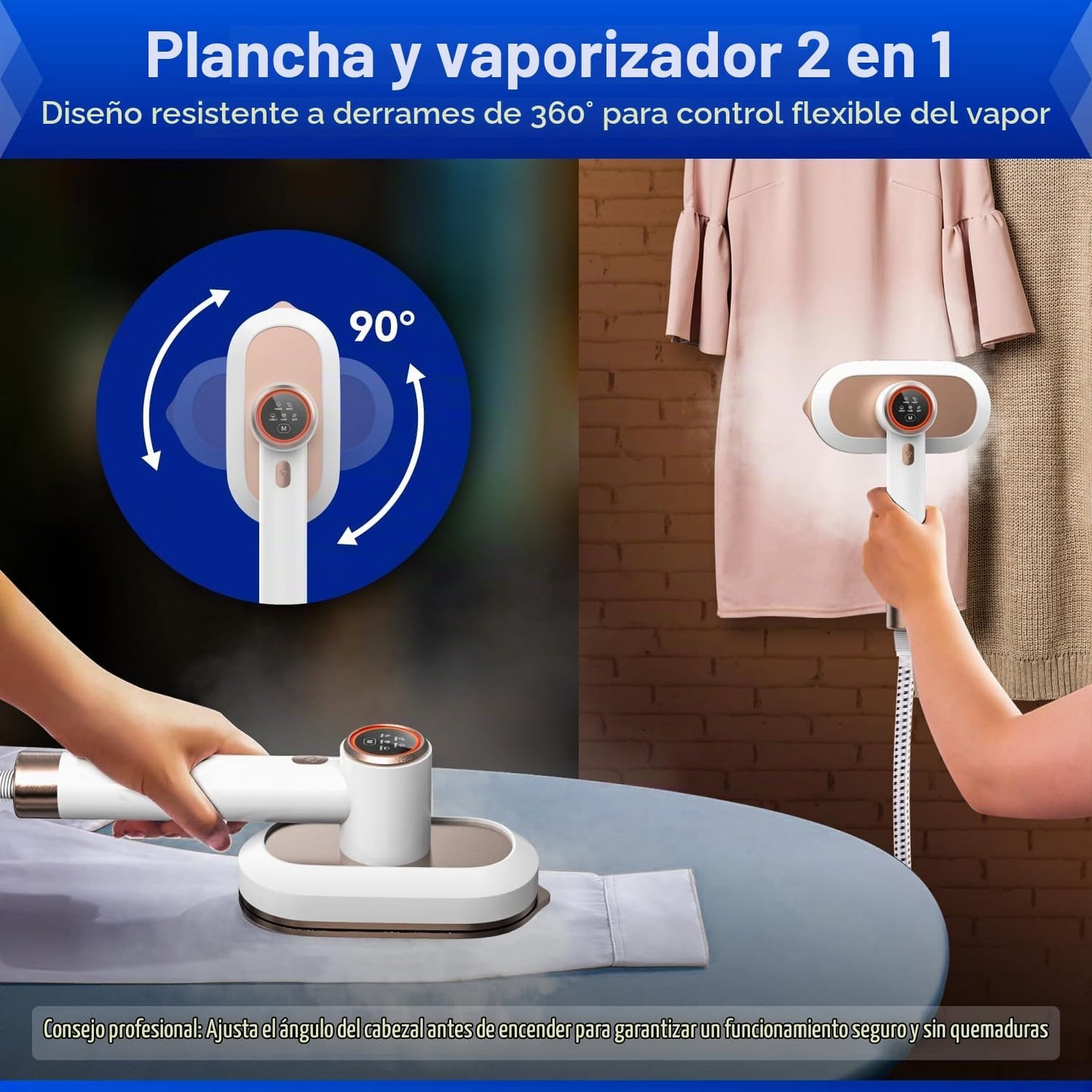 Gearwiz Plancha de estación de vapor 2 en 1, vapor turboalimentado...